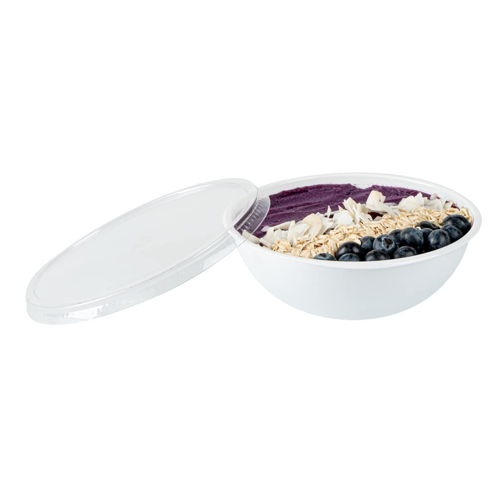 21oz Recyclable White Plastic Salad Bowls - 200 Pack Disposable Restaurantware for Pasta, Salads & Takeout | BPA-Free Food Containers for Catering, Parties & Meal Prep (Lids Sold Separately)