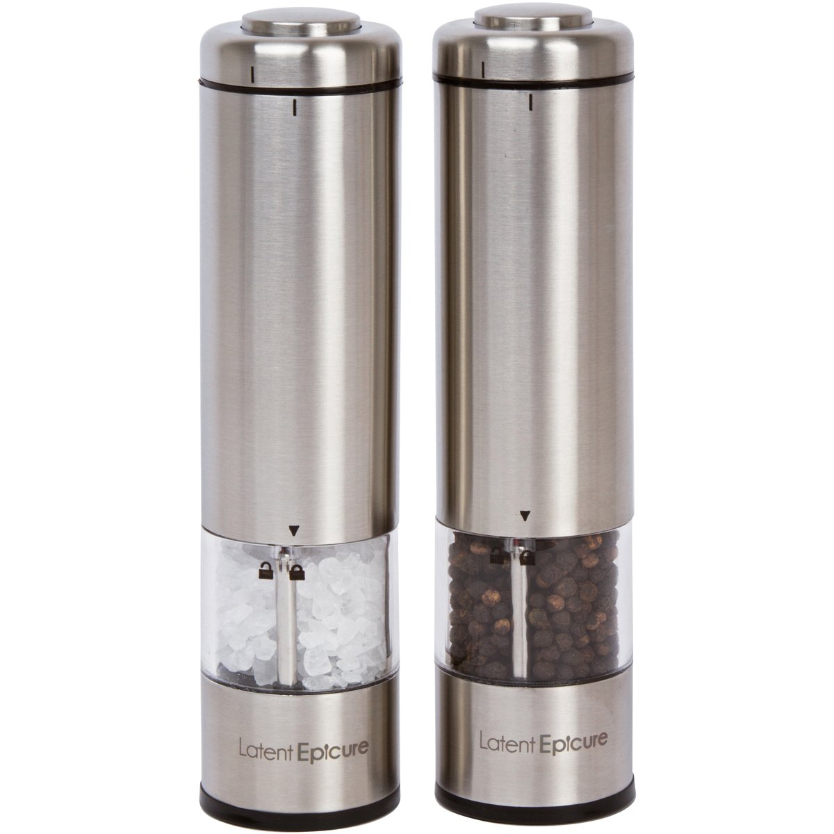 Premium Electric Salt and Pepper Grinder Set (2-Pack) - Rechargeable Stainless Steel Battery-Operated Mills with LED Light - Adjustable Ceramic Grinders for One-Hand Use - Perfect for Kitchen, Dining Table & Outdoor BBQ