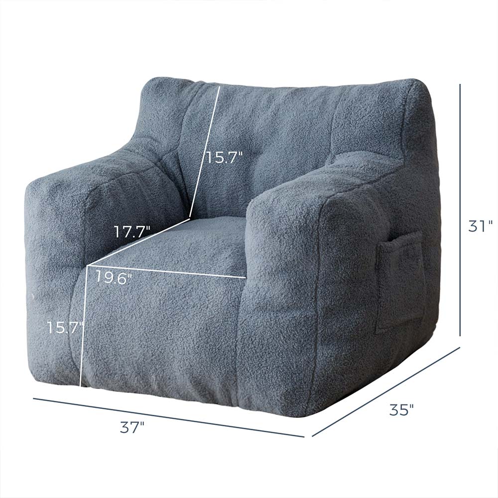 MAXYOYO Sherpa Bean Bag Chair - Boucle Tufted Bean Bag Sofa for Living Room, Bedroom & Game Room - Soft Lounge Chair for Adults & Kids in Dusty Blue - Perfect for Relaxing, Reading & Movie Nights