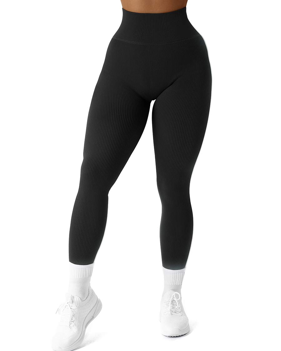 SUUKSESS Women's High Waist Ribbed Seamless Yoga Pants - Workout Leggings for Gym, Running & Lounge Wear - Comfortable Stretchy Activewear for Women
