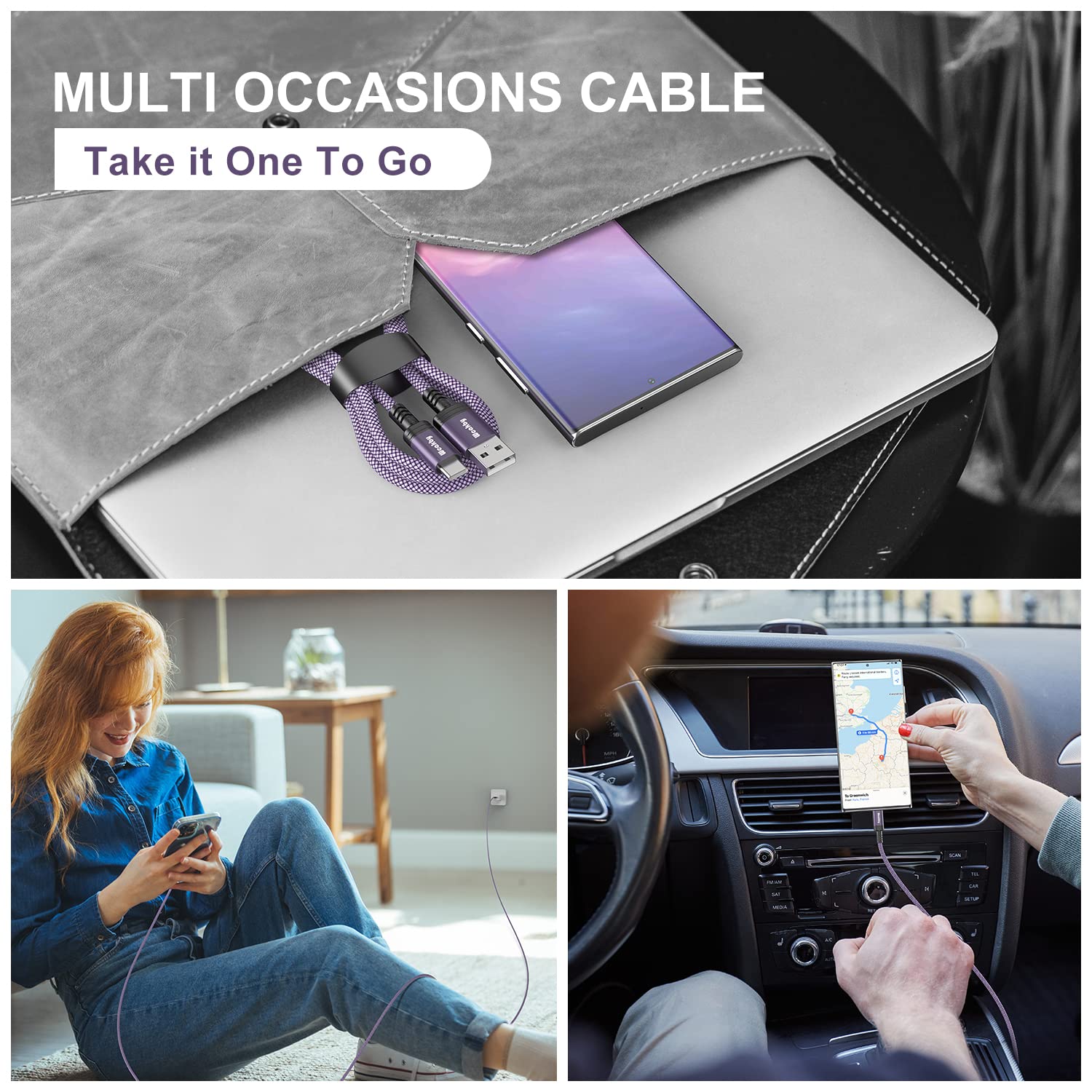 60W USB C to USB C Cable 3 Pack [6.6ft+3.3ft+3.3ft] - PD Fast Charging Cord for MacBook Pro/Air, Dell XPS 13/15, Galaxy S23/S22/S21/Note 20/10, Pixel 7 Pro/6/5a, PS5 Controller - Perfect for Home, Office & Travel Charging