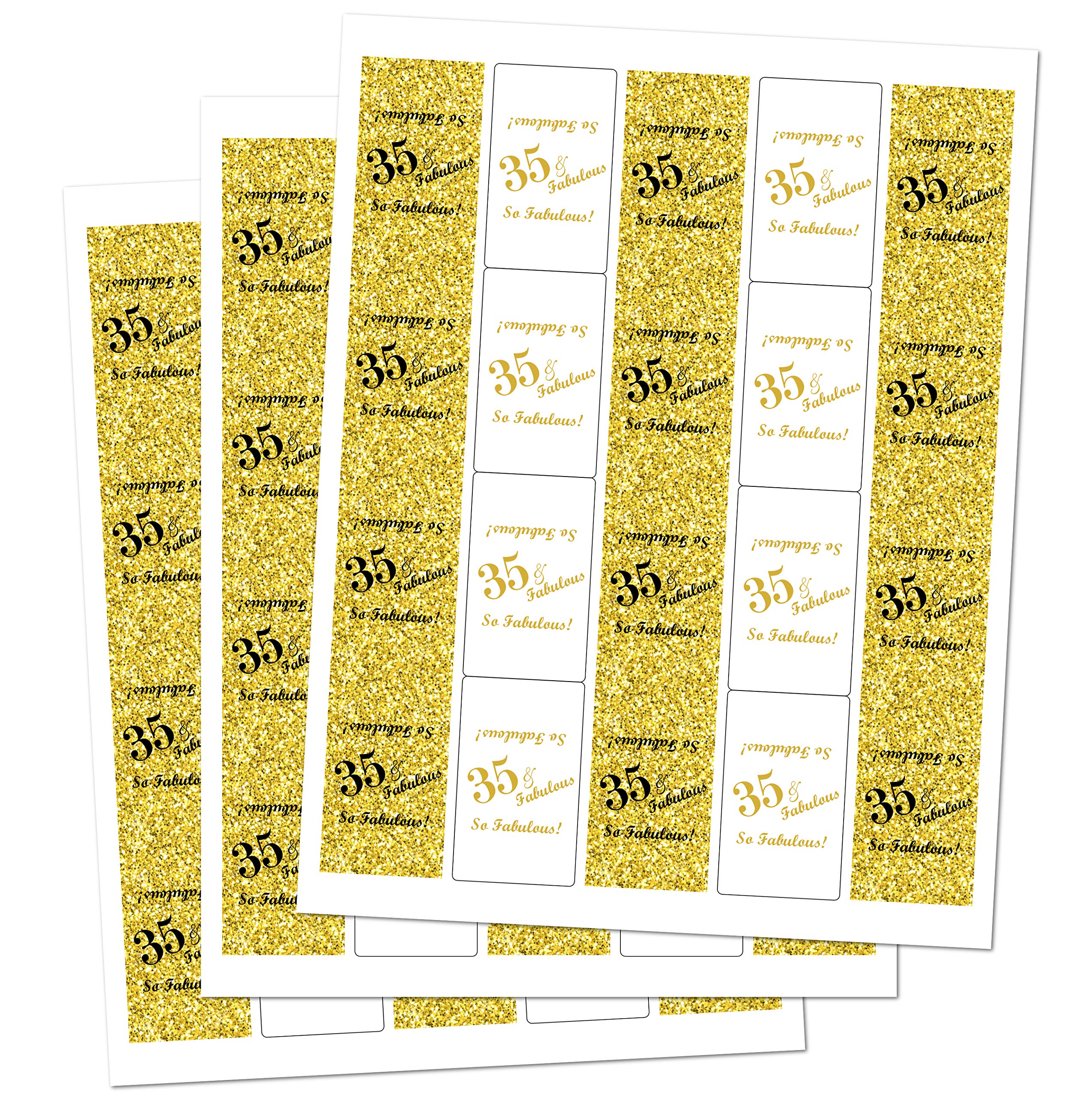 35 & Fabulous Mini Candy Bar Wrappers (Set of 60) - DIY Miniature Chocolate Bar Stickers & Labels for Birthday Party Favors, Baby Showers & Wedding Decorations - Made in USA - Perfect for Candy Buffets, Gift Packaging & Sweet Table Displays