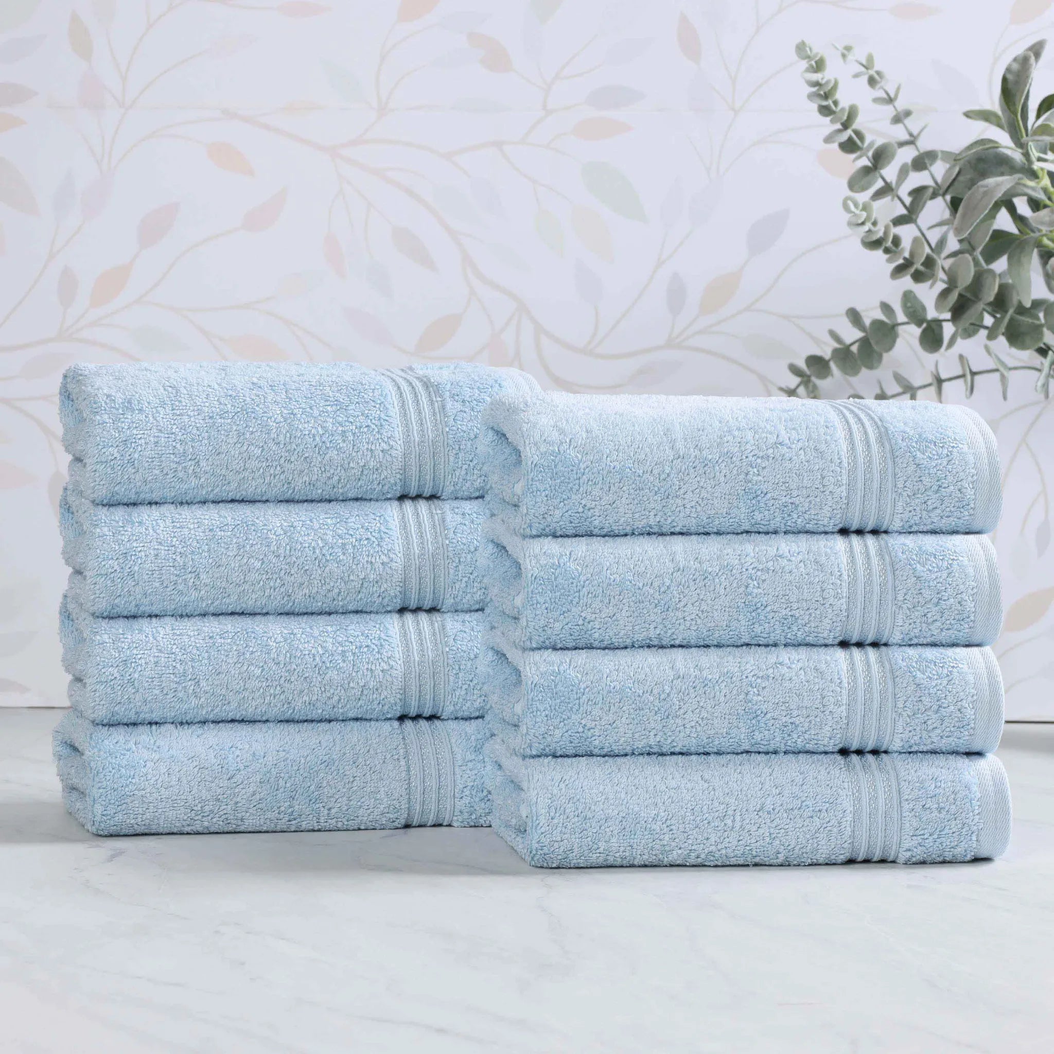 Premium 100% Egyptian Cotton Plush Hand Towels - Ultra Soft & Absorbent Bath Towel Set of 8 for Bathroom, Kitchen & Spa Luxury (24x16 Inches)