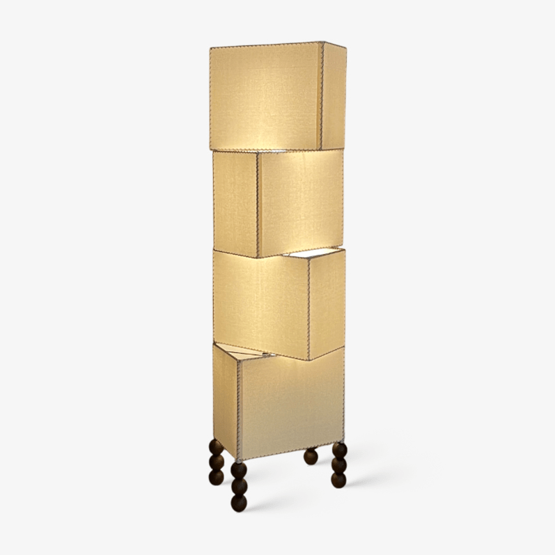 Modern Cubia Fabric Floor Lamp with Adjustable Height - Soft Ambient Lighting for Living Room, Bedroom, or Office - Energy Efficient LED Floor Lamp with Linen Shade
