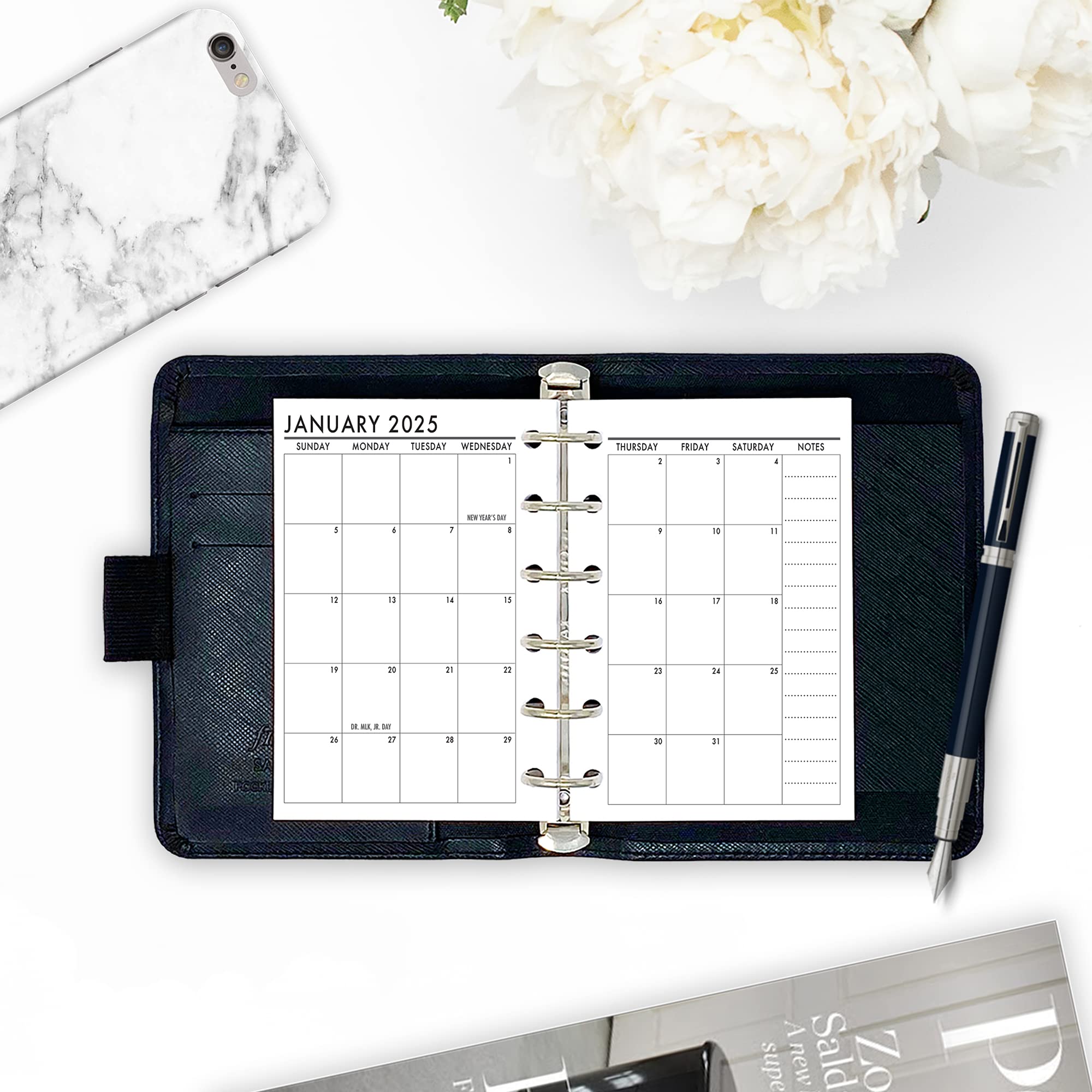 2025 Monthly Planner Refill - January to December Pocket Calendar, 3.2
