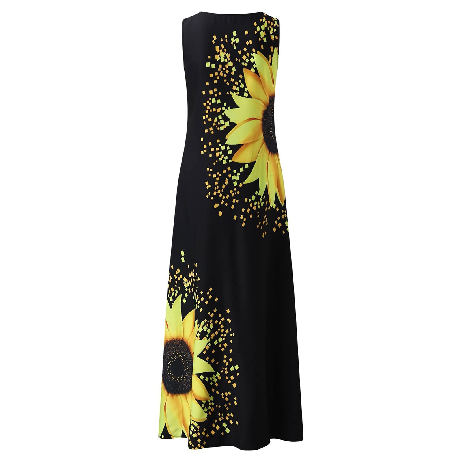 Floral Print Women's Casual Dress - Long Sleeveless Round Neck Maxi Dress with Flowy Hem | Perfect for Summer Outings, Beach Vacations, and Special Occasions