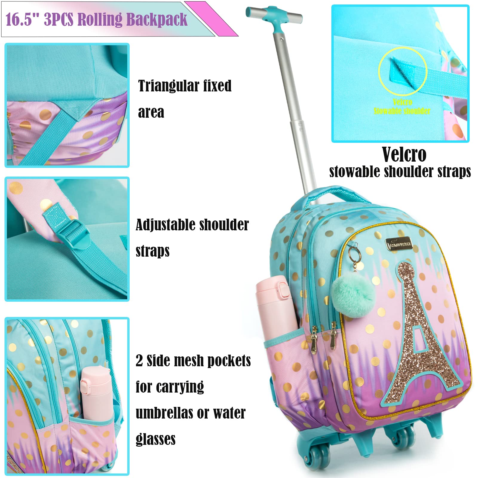 **Egchescebo Kids Rolling Backpack - Durable School Bags for Girls & Boys, Wheeled Luggage Suitcase for Travel & Daily Use**    *Perfect for School, Travel, and Everyday Adventures!*