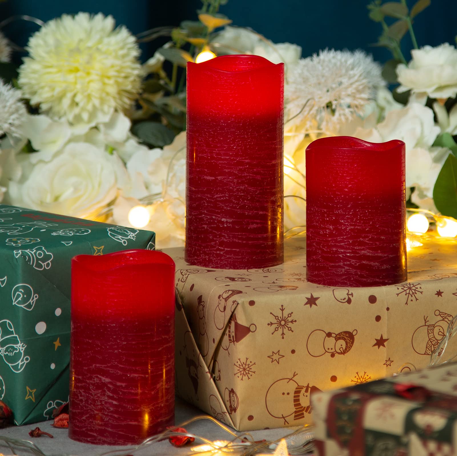 Premium Real Wax LED Flameless Candles - Battery Operated with 5H Timer, Set of 3 (3