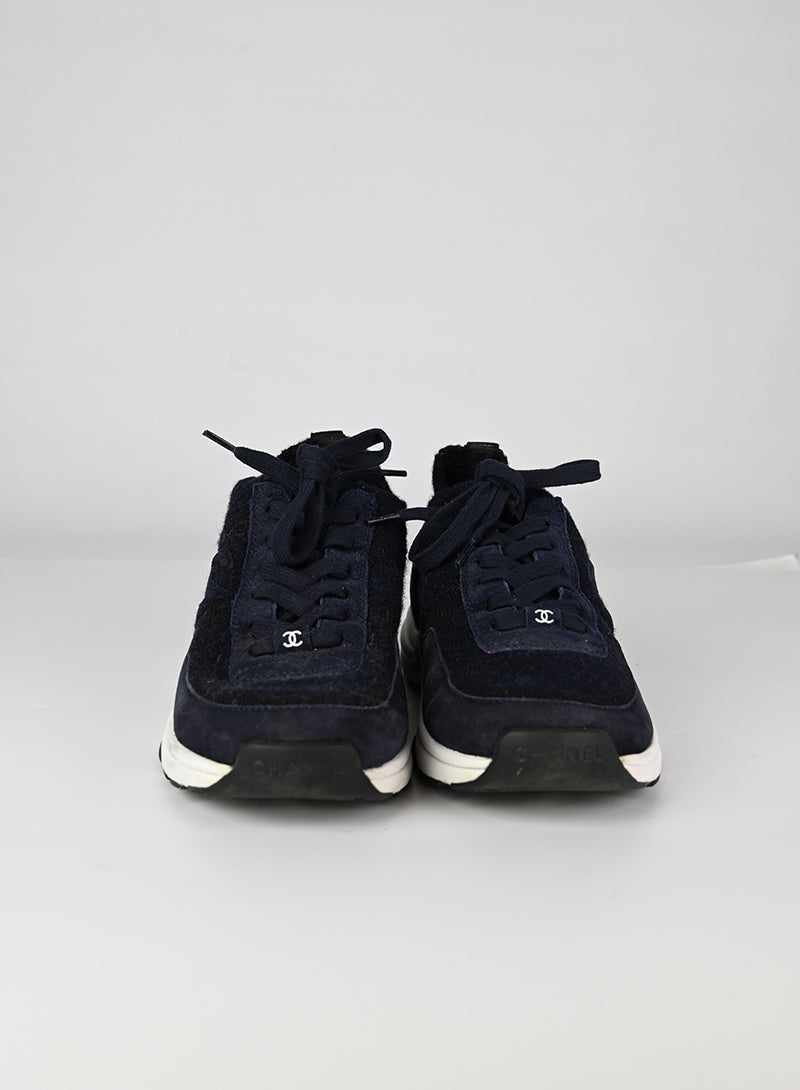 Chanel Blue Fabric Sneakers Women's Size 37 - Stylish & Comfortable for Casual Wear, Travel & Daily Outfits