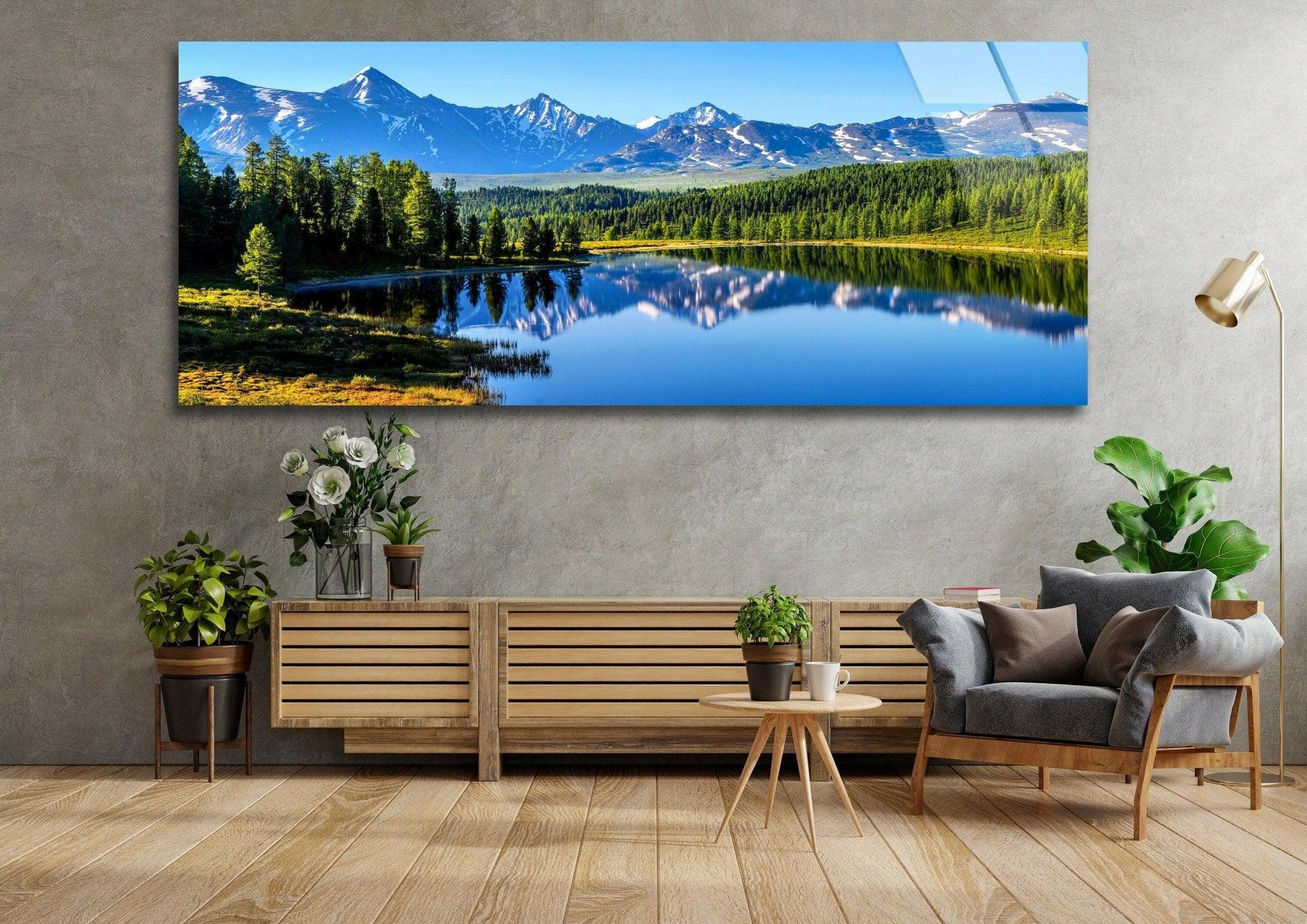 Stunning Altai Mountains Landscape Glass Wall Art - Handcrafted Home Decor for Living Room, Bedroom & Office - Perfect Gift for Nature Lovers