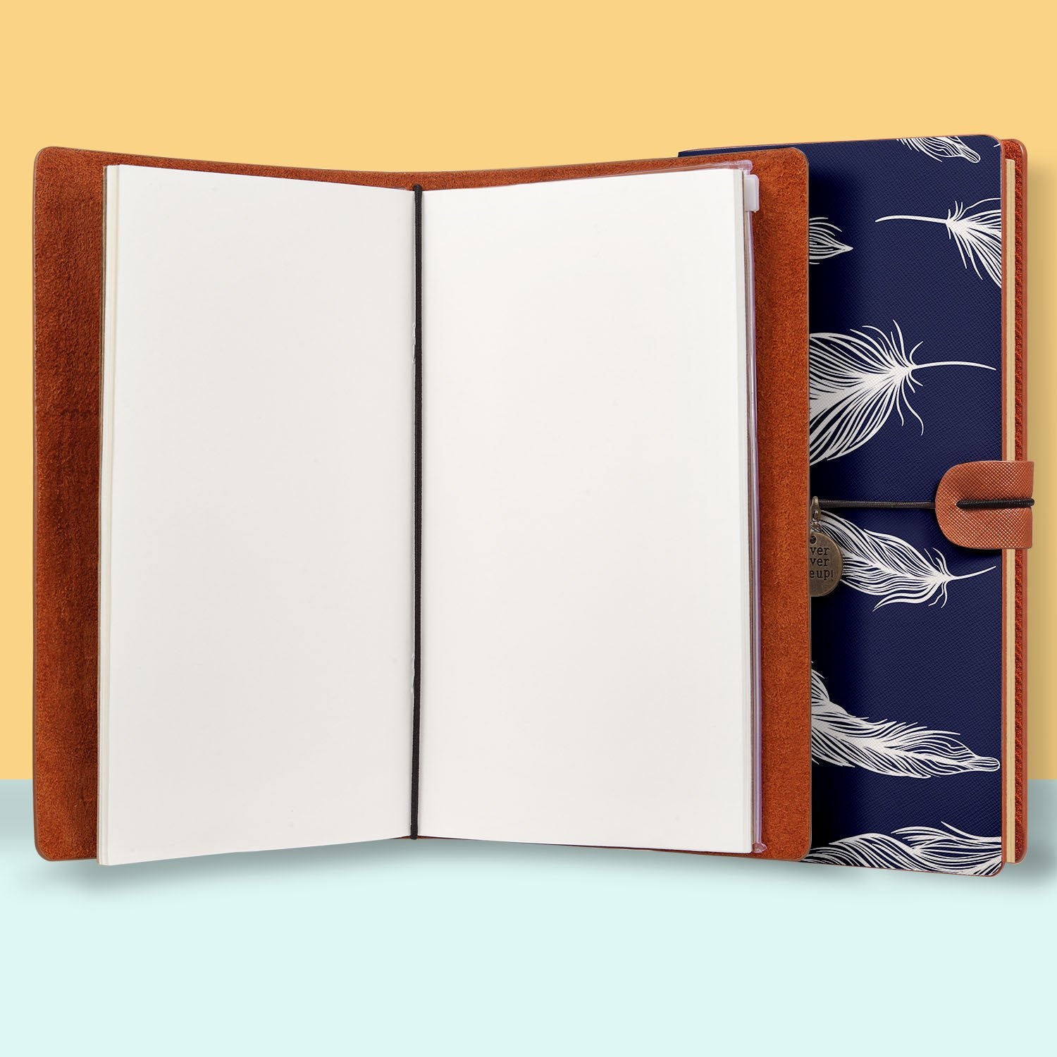 Premium Traveler's Notebook - Lightweight & Durable Feather Design Journal for Writing, Sketching & Adventure | Perfect Travel Companion for Backpacking, Hiking & Daily Use