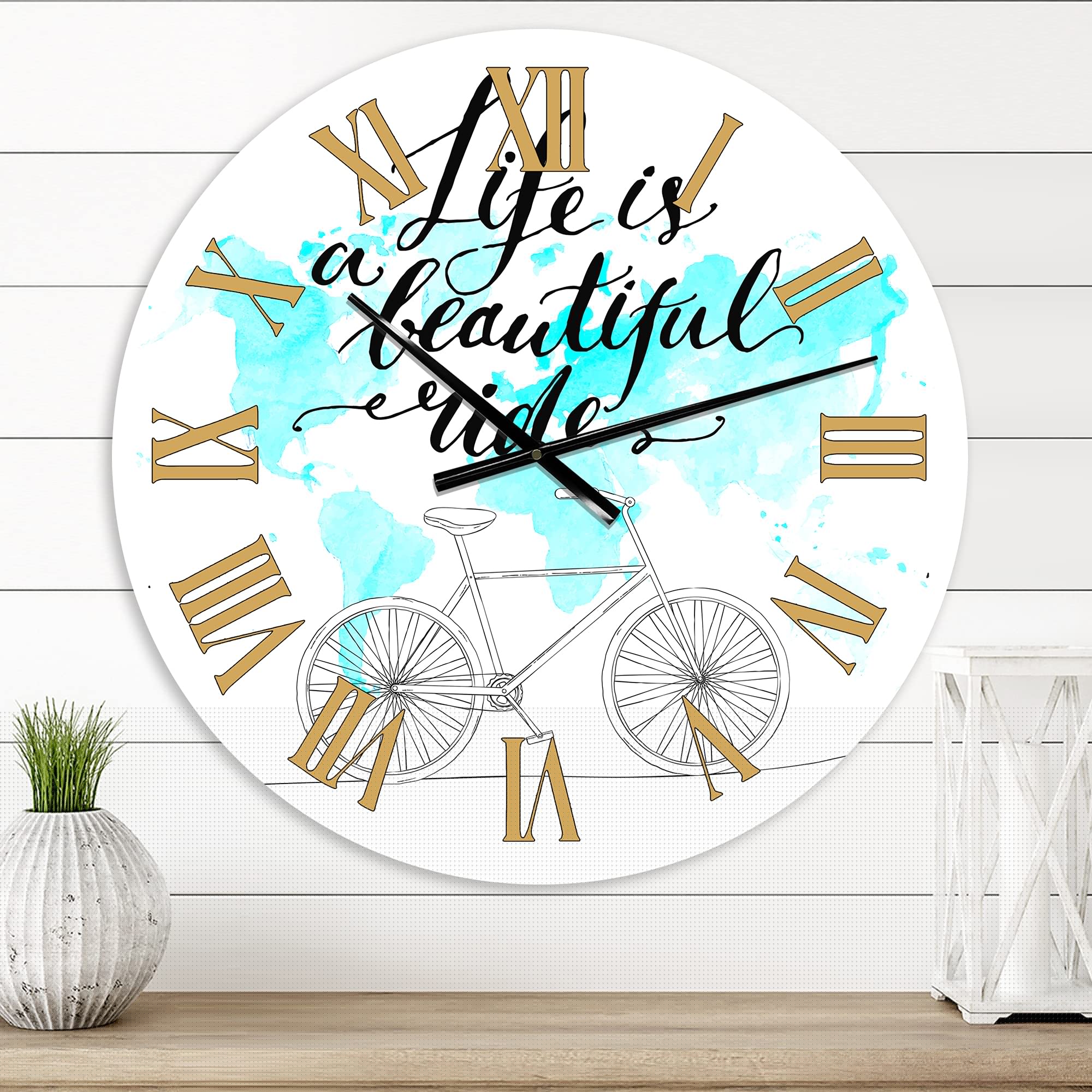 Vintage 'Life is A Beautiful Ride' Large Wall Clock - Decorative Traditional Clock for Living Room, Bedroom & Office - Perfect Home Decor Gift