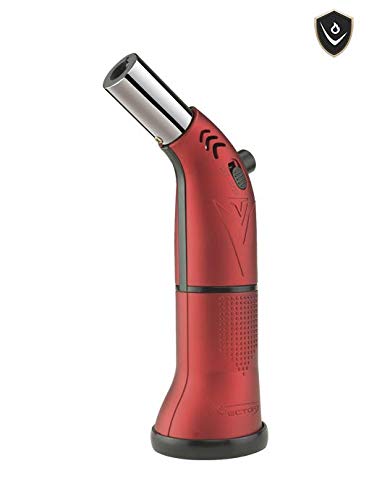 Vector Vectorch Jet Torch Lighter - Red Rubber Matte Finish, Windproof Butane Lighter for Outdoor Camping, BBQ, Cigars & Everyday Use