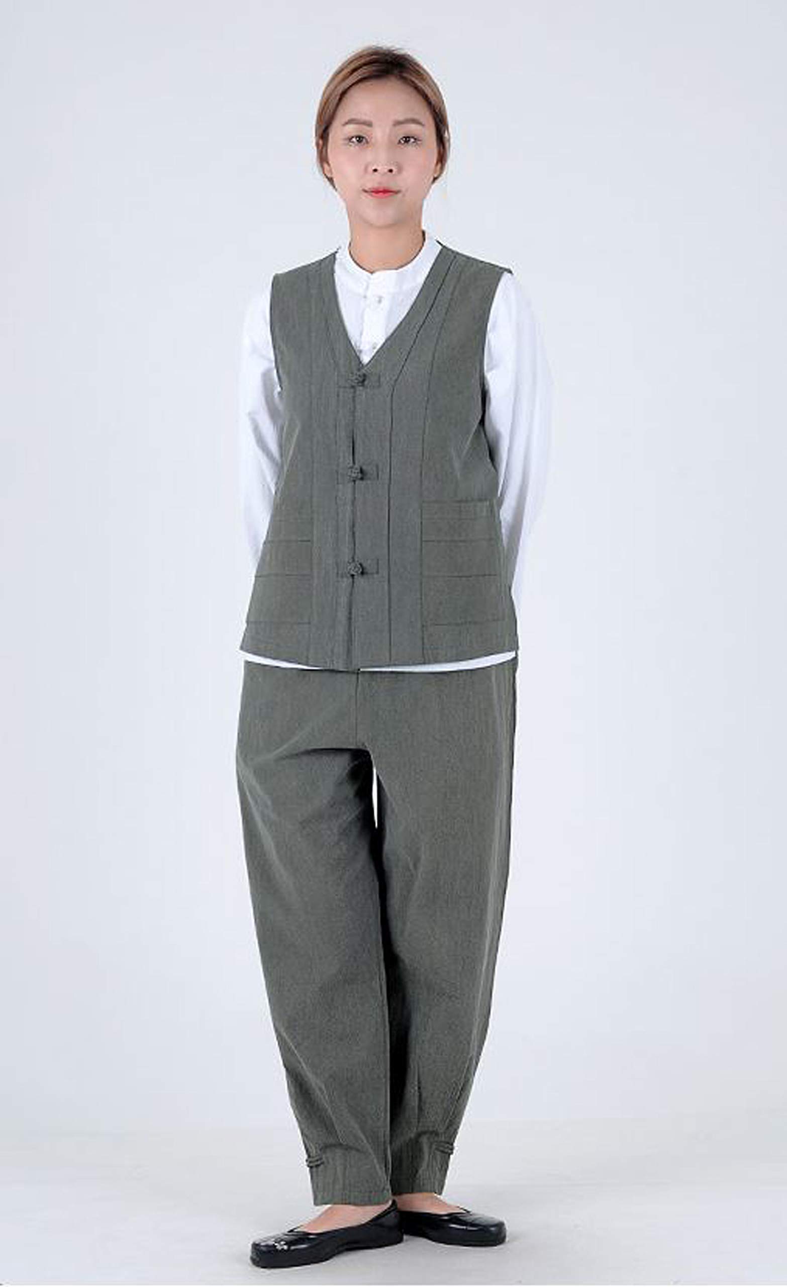 Modern Hanbok Women's Daily Comfortable Outfit - Korean Traditional 100% Cotton Washed Vest & Pants Set (Watermelon Pattern) - Perfect for Casual Wear, Cultural Events & Summer Fashion