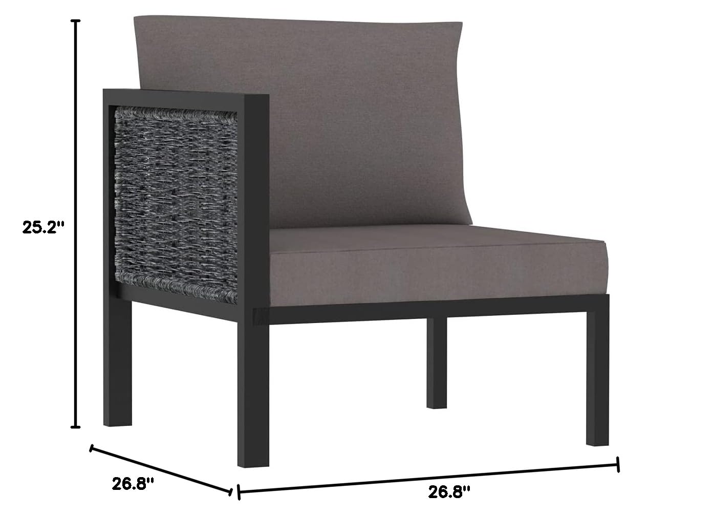 All-Weather Outdoor Sectional Sofa Set - PE Rattan Wicker Patio Conversation Furniture with Grey Cushions, Right Arm Corner Sofa in Anthracite - Perfect for Backyard, Poolside & Garden Relaxation