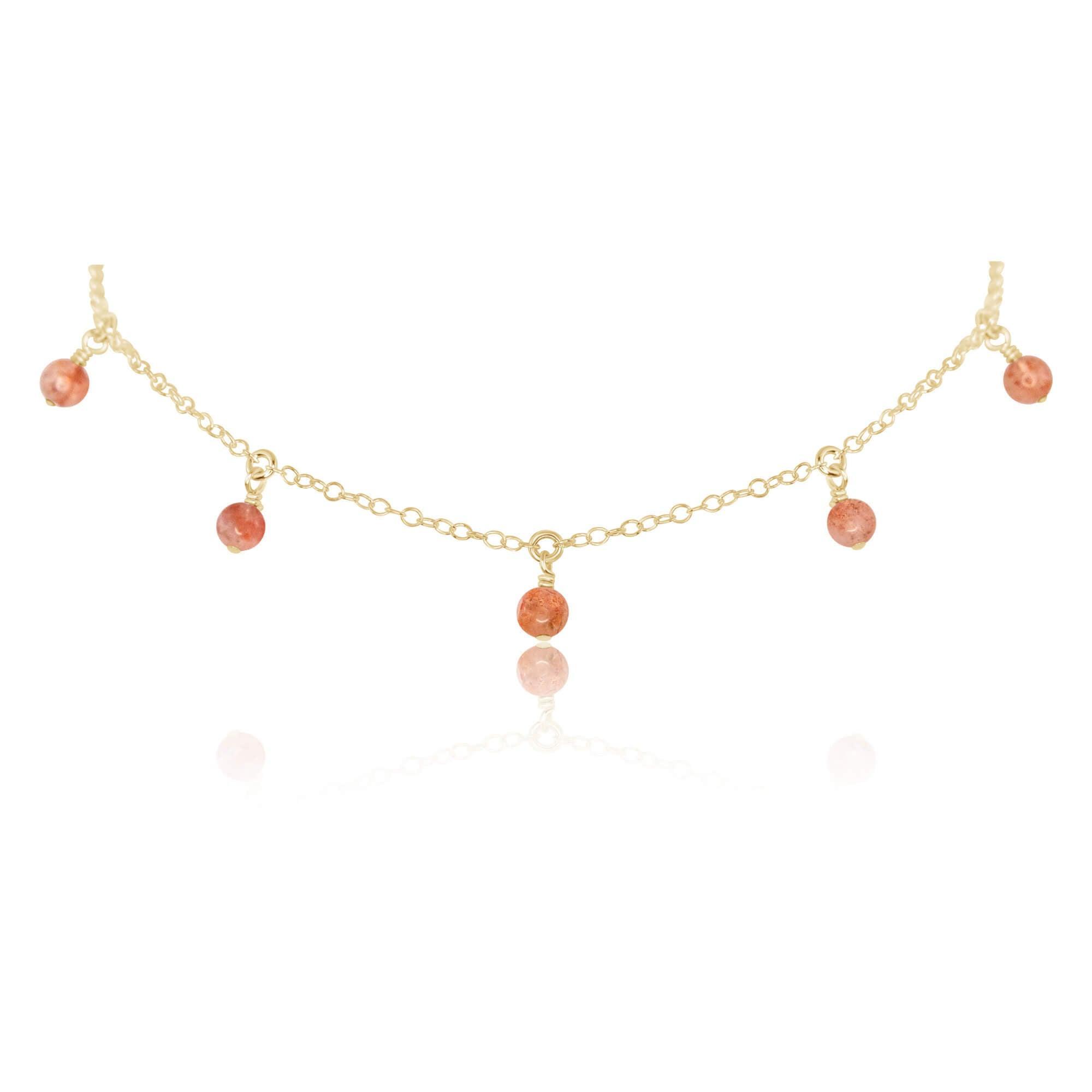 Sunstone Bead Drop Choker Necklace - Natural Gemstone Bohemian Jewelry for Women | Perfect for Festivals, Weddings & Boho Fashion