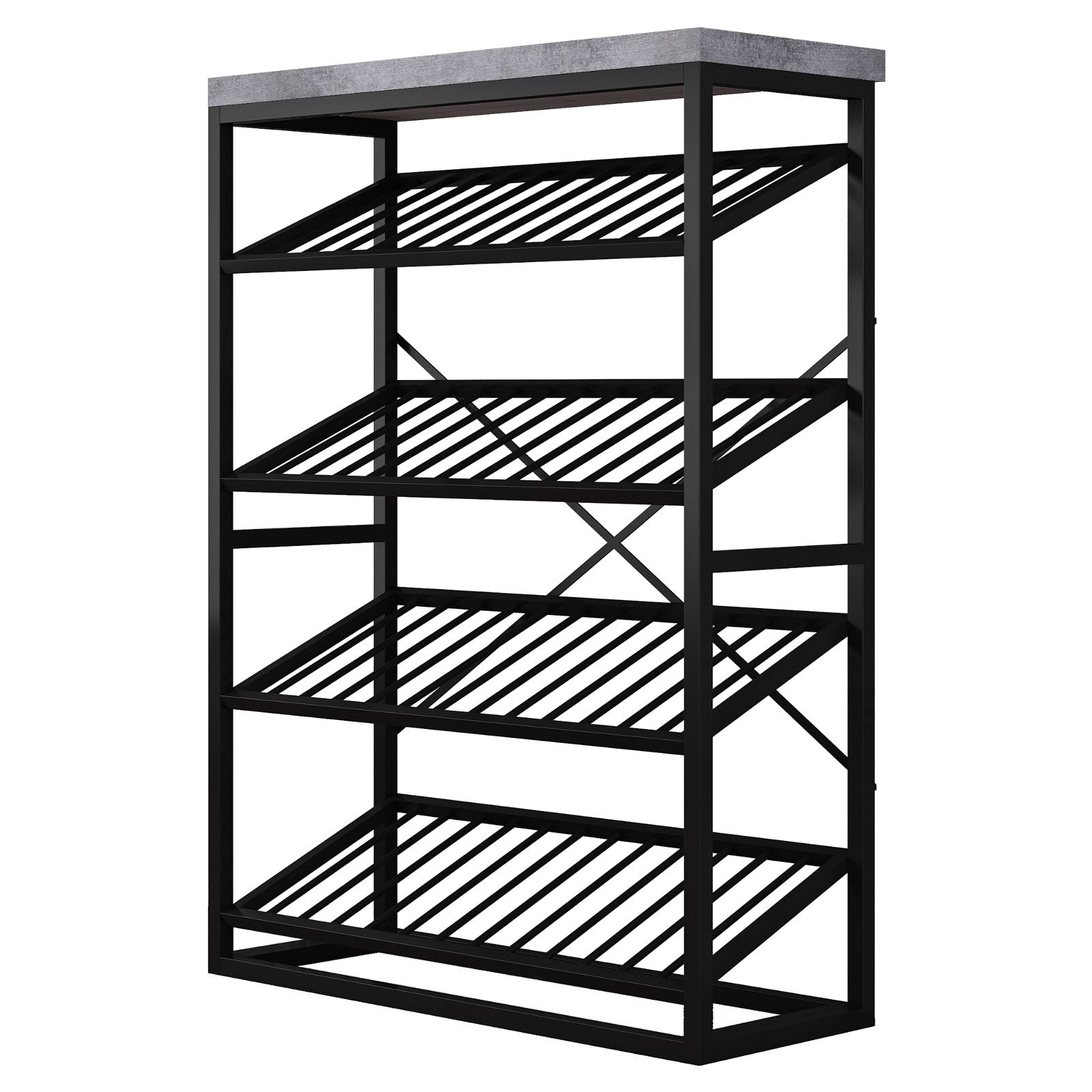 Criterion Black Metal Frame 24 Bottle Wine Rack with Cement Look Finish - Perfect for Kitchen, Dining Room, Bar or Wine Cellar Storage