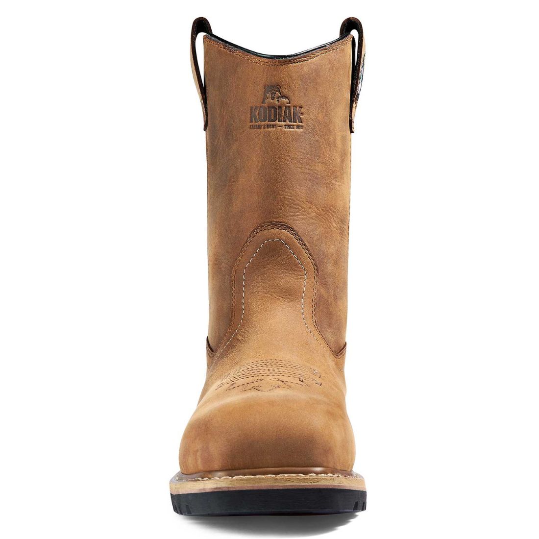 Kodiak Lundbreck 837CBN Men's Waterproof Composite Toe Work Boots - Slip Resistant Safety Shoes for Construction & Outdoor Work - Brown Pull-On Design
