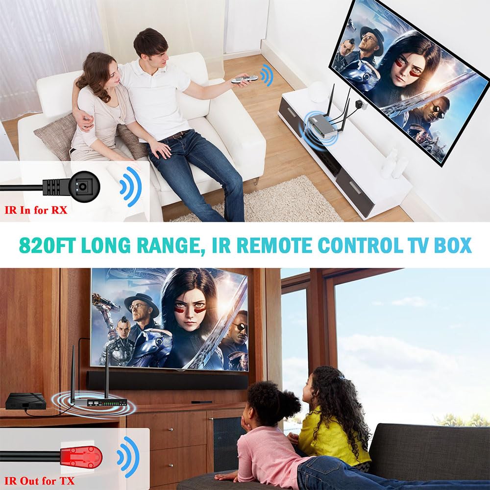 TIMBOOTECH Wireless HDMI Transmitter and Receiver 820FT - 1080P HD Video & Audio Extender for Live Streaming, Supports 8 Receivers with KVM, IR Remote & HDMI Loop Out - Perfect for Home Theater, Gaming, Presentations on TV/Projector/Monitor