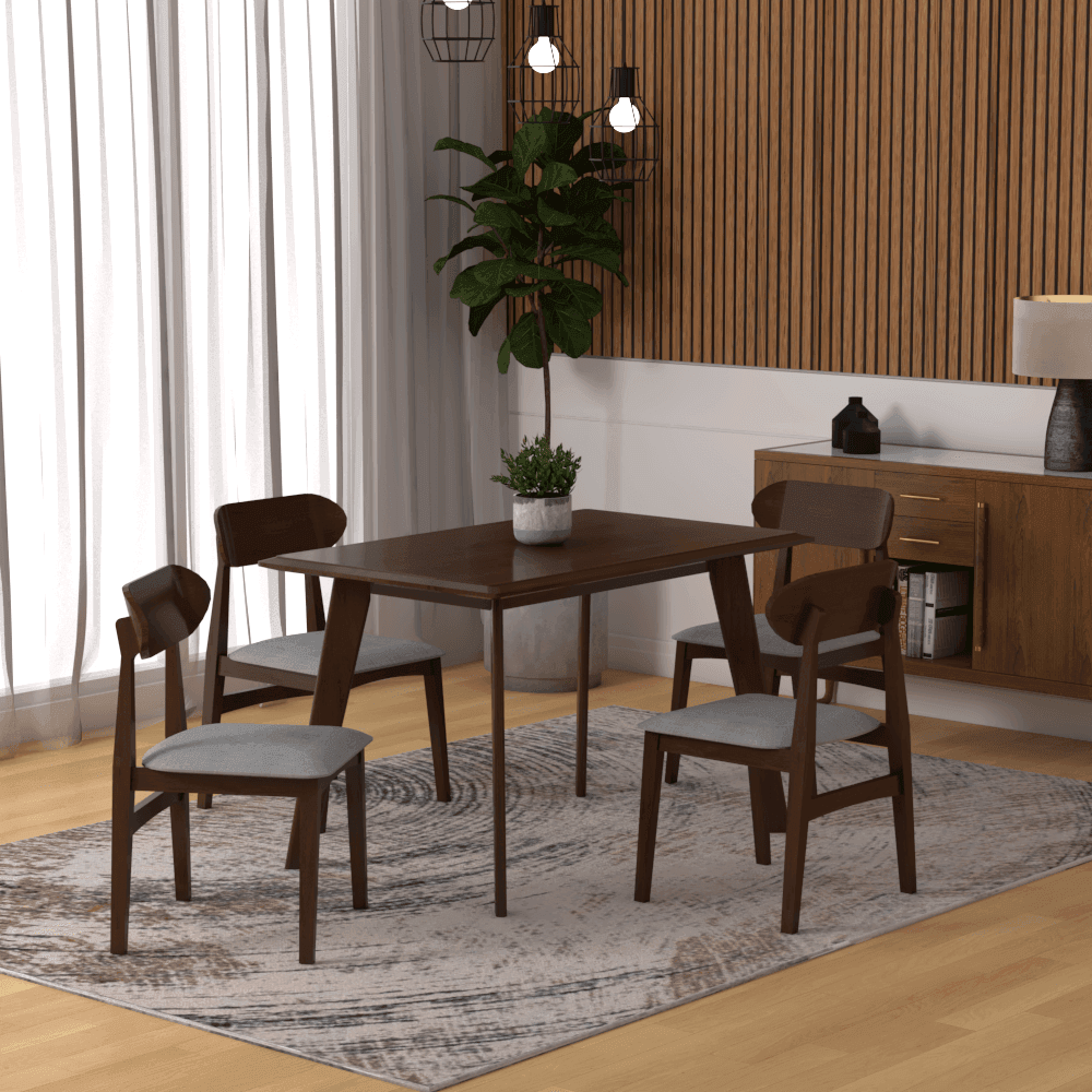 Margalo 120cm Wooden Dining Table Set - 6-Piece Modern Farmhouse Style Dining Room Furniture for Kitchen, Breakfast Nook & Small Spaces