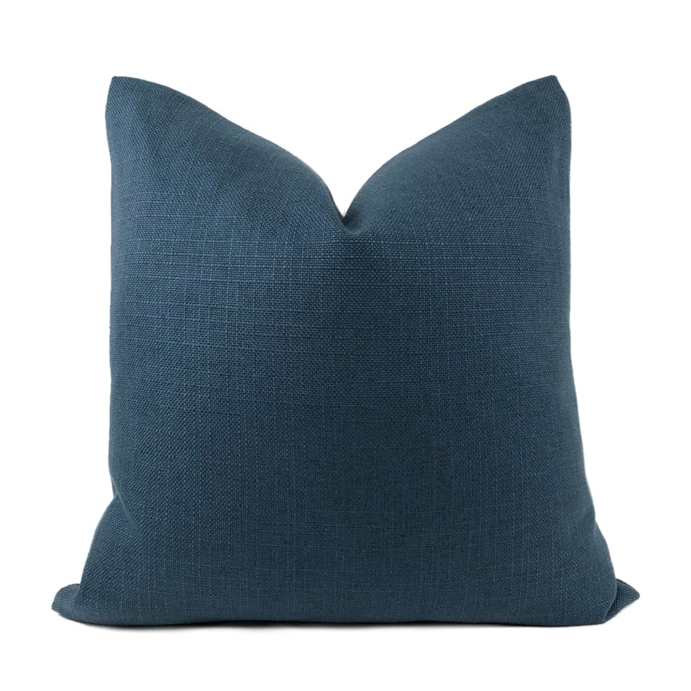 Navy Blue Basketweave Pillow Cover - Decorative Throw Pillow Case for Sofa, Bed & Home Decor - Soft Woven Cotton Cushion Cover 18x18 Inches