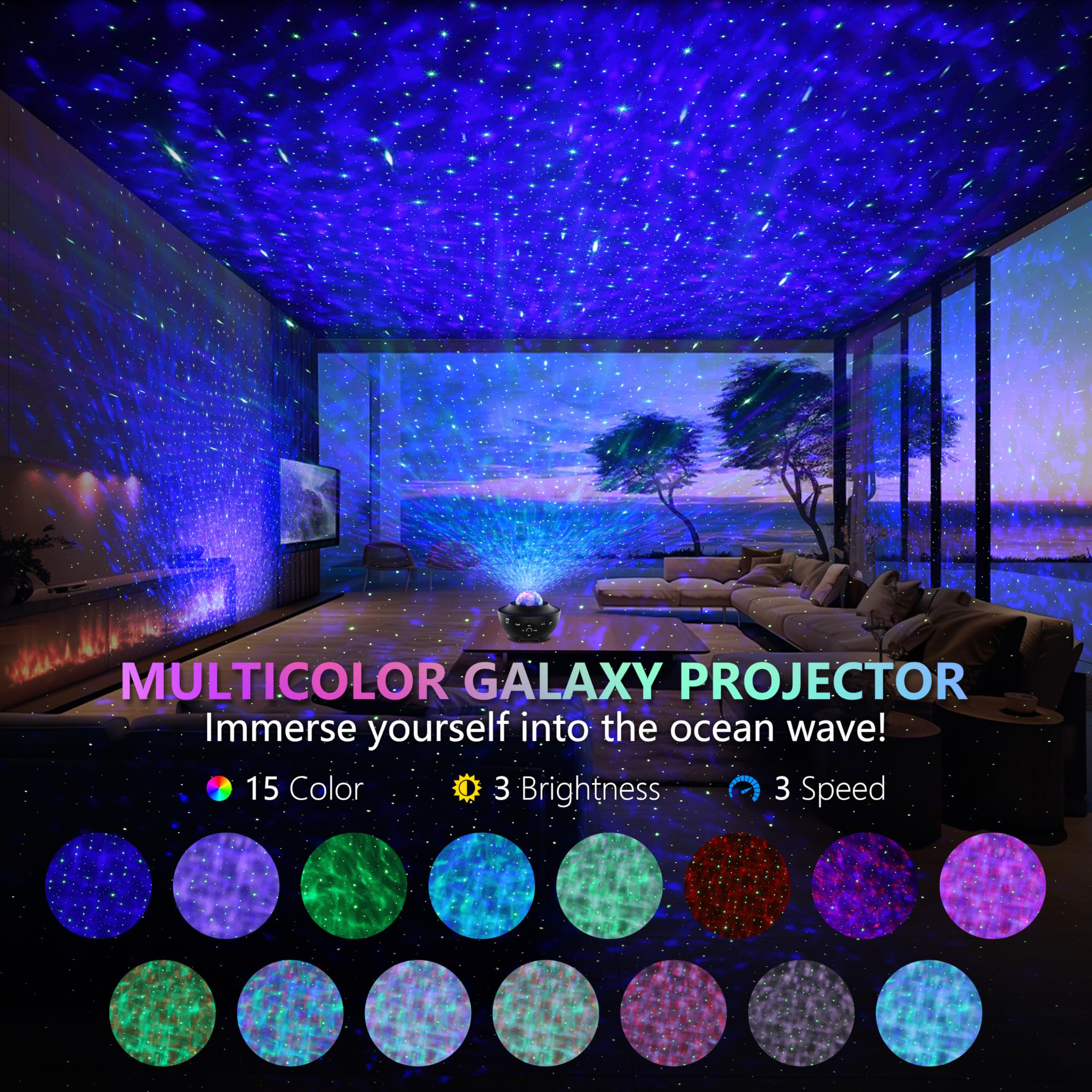 Galaxy Projector for Bedroom - Starry Night Sky Projector with Bluetooth Speaker, Timer, APP & Remote Control | Perfect for Kids Room, Meditation, Home Theater & Romantic Ambience