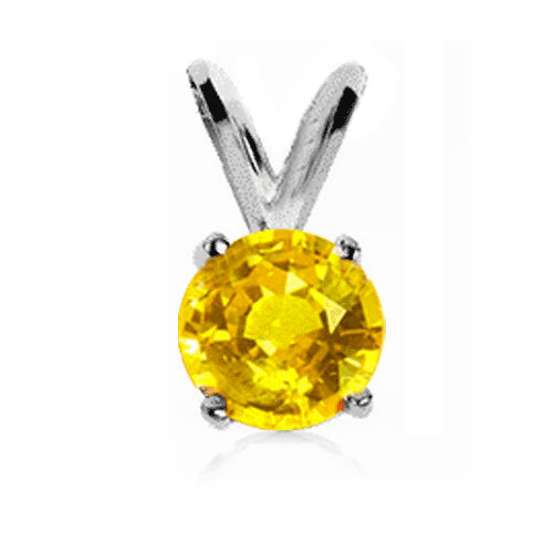 14K Solid White or Yellow Gold Natural Blue, Yellow, Padparadscha Sapphire 4mm Round Dangle Pendant Solitaire VS Clarity - Elegant Jewelry Gift for Women, Perfect for Weddings, Anniversaries & Special Occasions