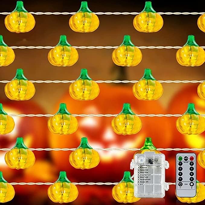 40 LED Maple Leaf Pumpkin Thanksgiving String Lights with USB - Fall Autumn Decor for Indoor & Outdoor - Perfect for Thanksgiving, Halloween, and Holiday Party Decorations
