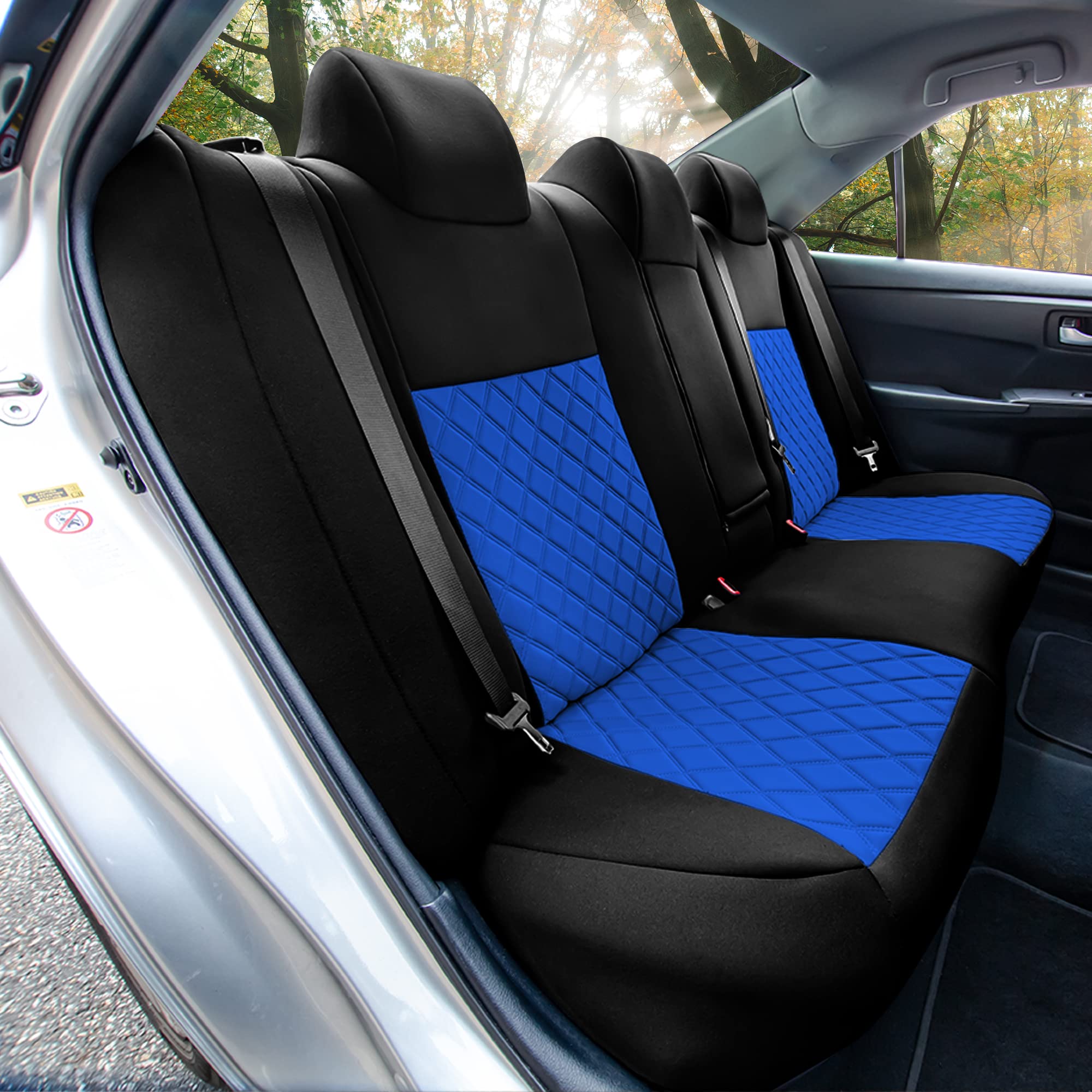 Custom Fit Neoprene Seat Covers for Toyota Camry LE/SE/XSE/XLE (2012-2017) - Waterproof Blue Car Seat Covers Full Set | Durable Interior Accessories for Road Trips & Daily Commute