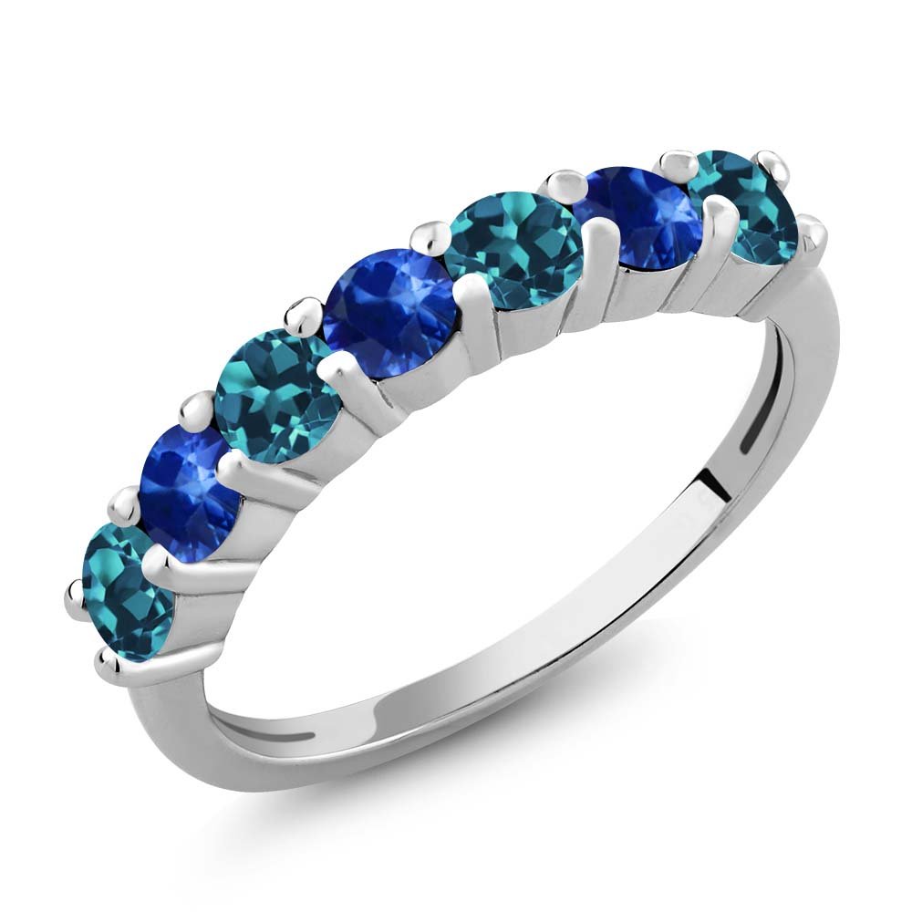 925 Sterling Silver London Blue Topaz & Blue Sapphire Women's Anniversary Ring - 1.52 Ct Gemstone Birthstone Jewelry (Size 5-9) | Elegant Gift for Wife, Mother, Girlfriend - Perfect for Birthdays, Anniversaries & Special Occasions