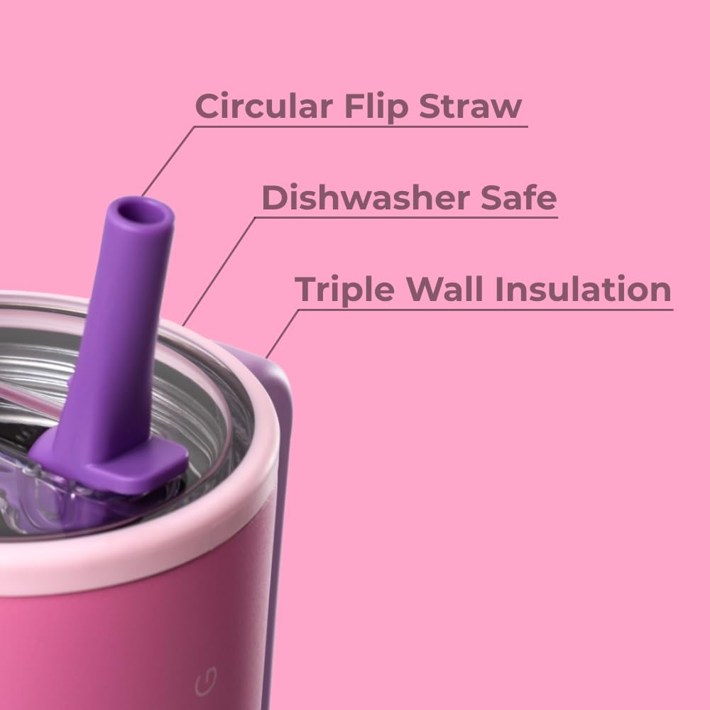 HydroJug Traveler - 40 oz Insulated Stainless Steel Water Bottle with Handle & Flip Straw - Leak Proof Tumbler with Rubber Base - Fits in Car Cup Holder - Perfect Gift for Women & Men (Pink Sugar) - Ideal for Gym, Hiking, Office & Travel Hydration