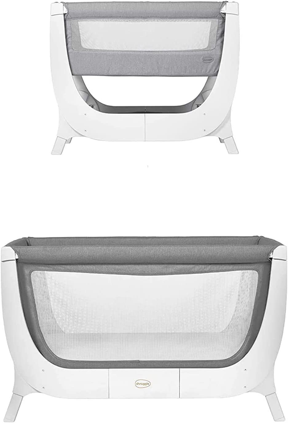 Shnuggle Beaba Air Complete Baby Sleep System - Grey & White - Portable Crib for Nursery, Travel & Co-Sleeping