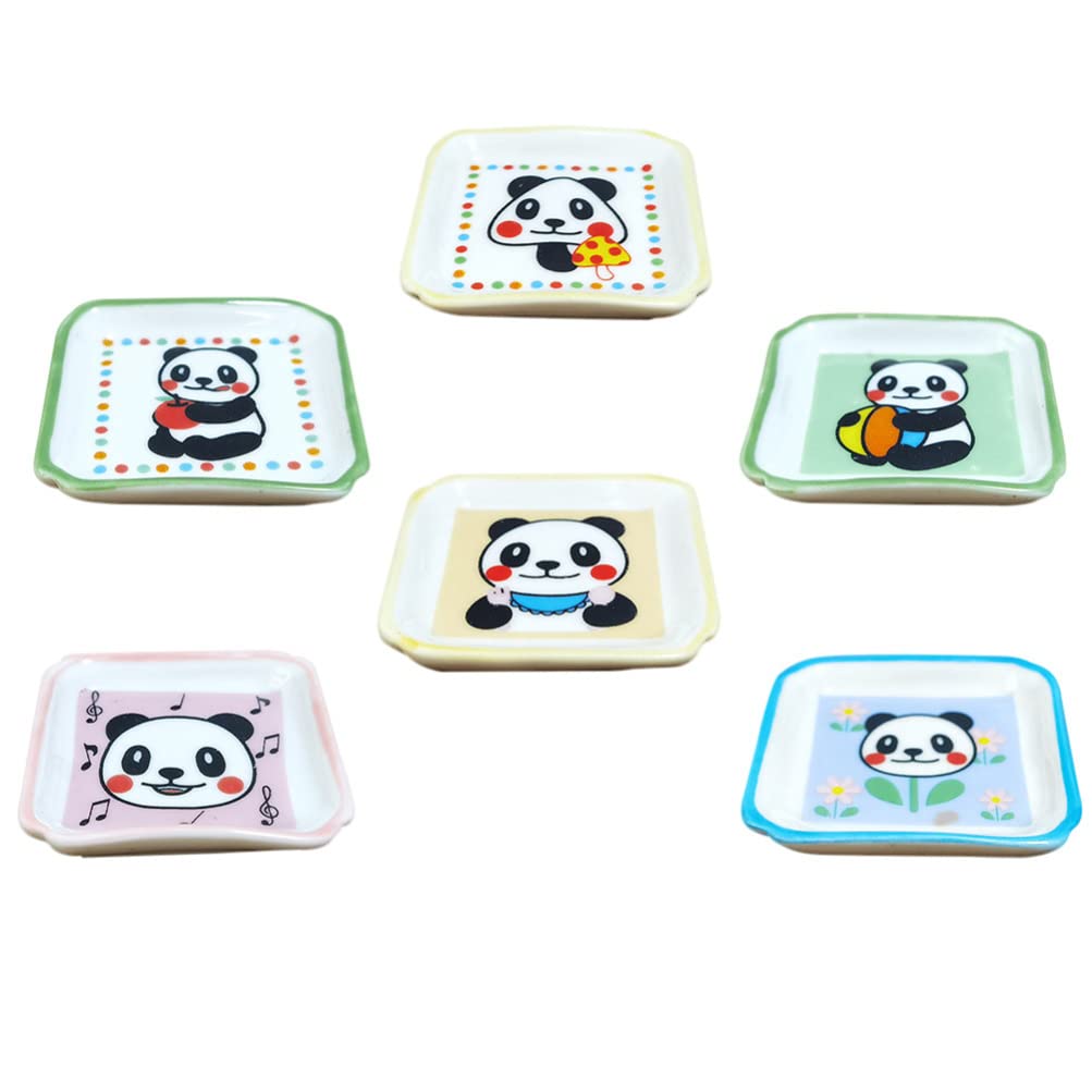PRETYZOOM 6-Piece Ceramic Miniature Dish Set - Panda-Themed Dollhouse Dishes, Bowls & Trays for Dining Table Decor, Mini Kitchen Accessories, and Collectible Dollhouse Miniatures | Perfect for Dollhouse Play, Miniature Displays, and DIY Home Decor