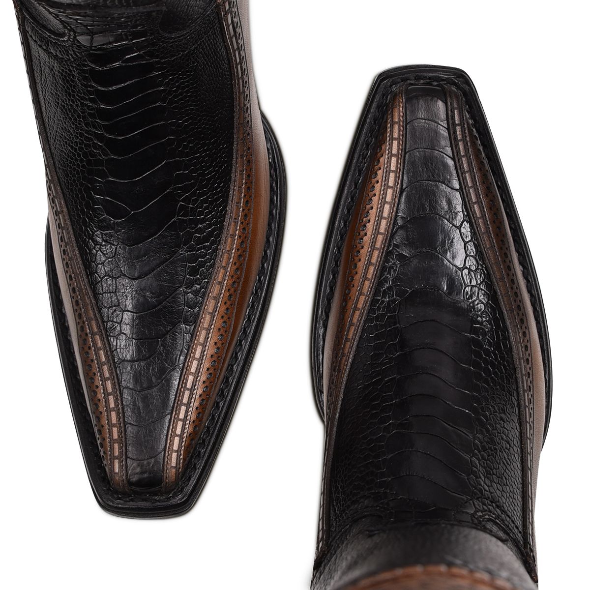 1B1DPT Men's Cuadra Black Casual Cowboy Boots - Genuine Ostrich Leg Leather - Comfortable & Stylish for Western Wear, Rodeo, and Everyday Fashion