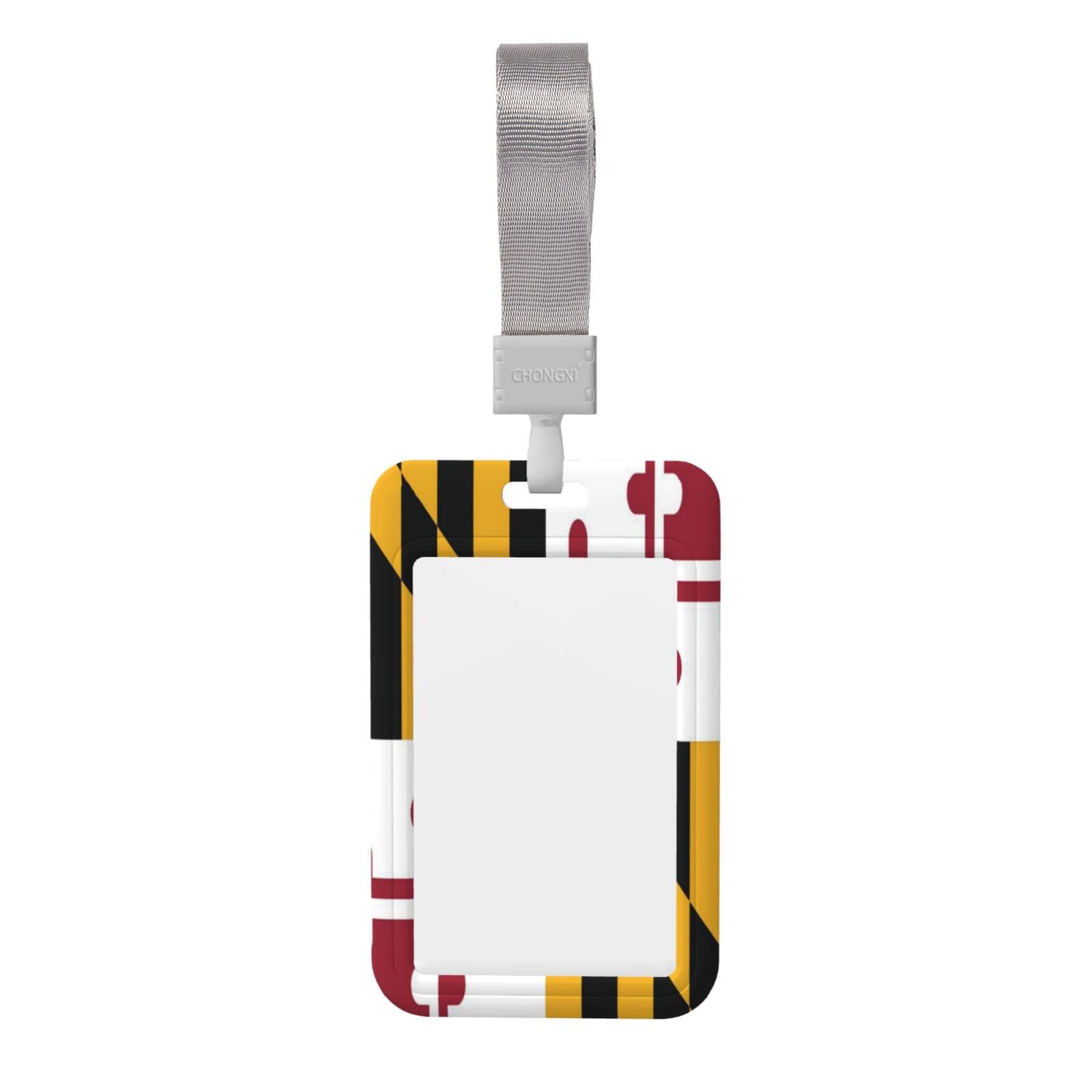 Maryland Flag ID Badge Holder with Adjustable Lanyard - Personalized Vertical Name Card Holder - Durable ABS Plastic - Perfect for Schools, Offices & Events