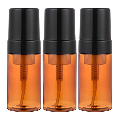 3Pcs 100ml Refillable Travel Bottles with Pump Dispenser - Leak Proof Empty Containers for Shampoo, Lotion & Cosmetics | Perfect for Women's Toiletries, Gym Bag & Air Travel (Brown)
