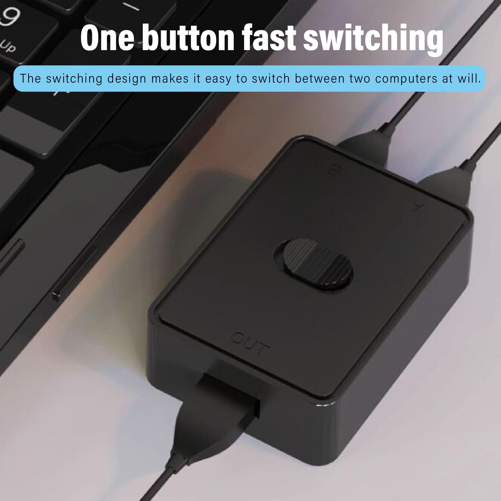 Annadue USB 3.0 Switch for Printer Scanner Mouse Keyboard - 2 Port Bi-Directional USB Sharing Hub for 2 Computers | Fast Data Transfer | One-Button Switching | Plug & Play | Perfect for Home Office & Multi-Device Workstations