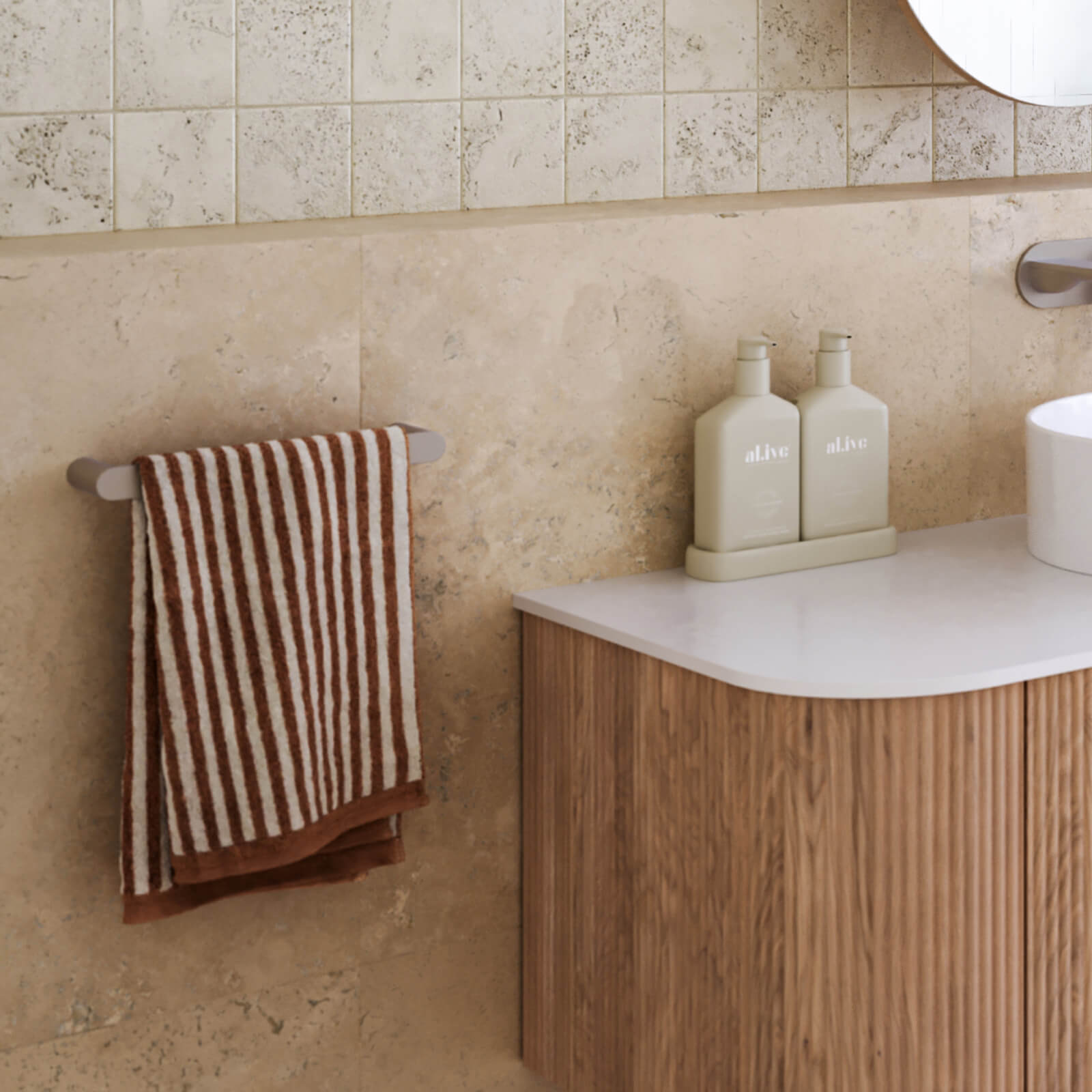 Caroma Urbane II Hand Towel Rail - Brushed Brass Finish - Modern Bathroom Towel Holder for Home & Hotel Use