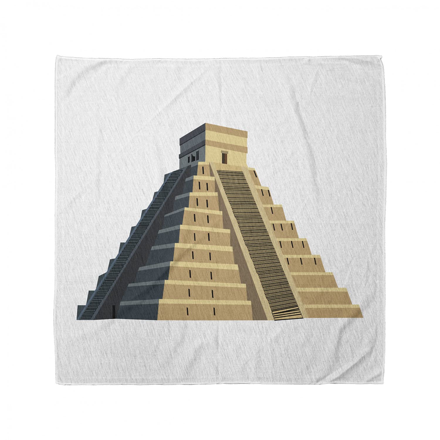 Ambesonne Unisex Bandana - Mayan Pyramid Design in Sand Brown & White | Soft & Breathable for Outdoor Activities, Hiking, and Fashion Accessories