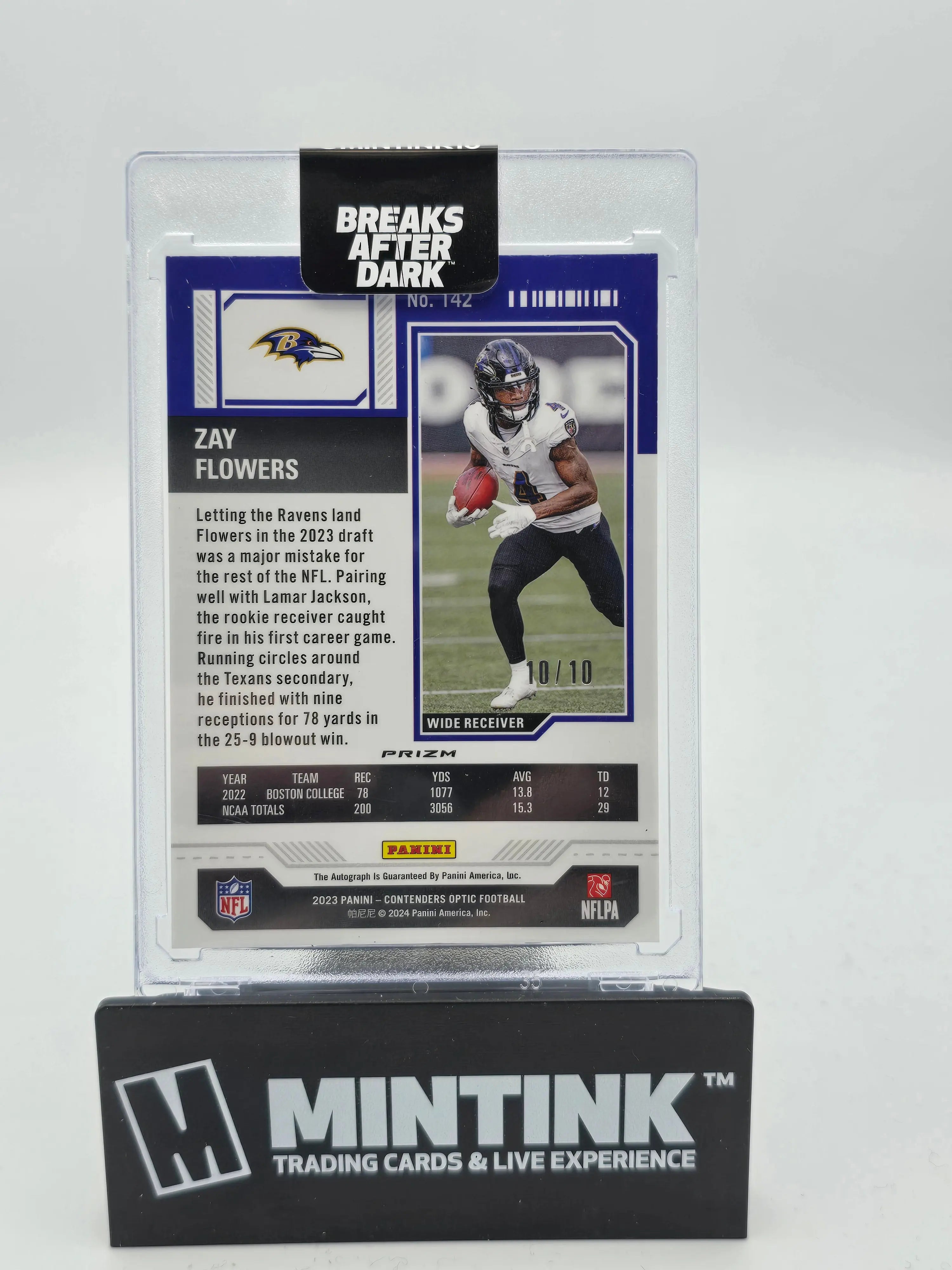 2023 Panini Contenders Zay Flowers Rookie Gold Ticket Auto 10/10 Football Trading Card - Rare Collectible for NFL Fans & Sports Memorabilia Enthusiasts (Perfect for Display, Investment & Gifting)
