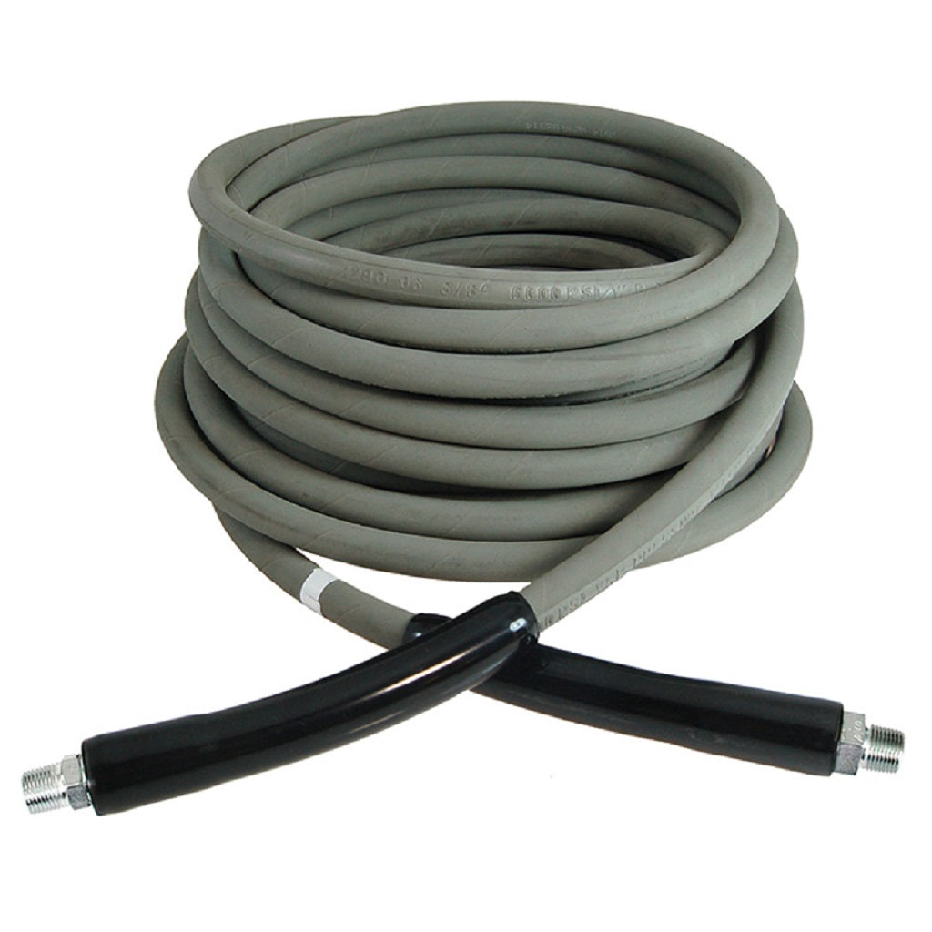 Grey Storm 3/8 Inch ID 6000psi Double Braid High-Temperature Hose - 248°F Heat Resistant, Quick Connect Ends for Hot Water Transfer - Perfect for Industrial, Marine & Hydraulic Applications