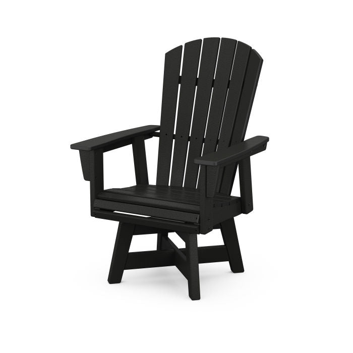 POLYWOOD Nautical Curveback Adirondack Swivel Dining Chair - All-Weather Outdoor Furniture for Patio, Poolside & Beach - Durable Resin Wicker Chair with 360° Rotation