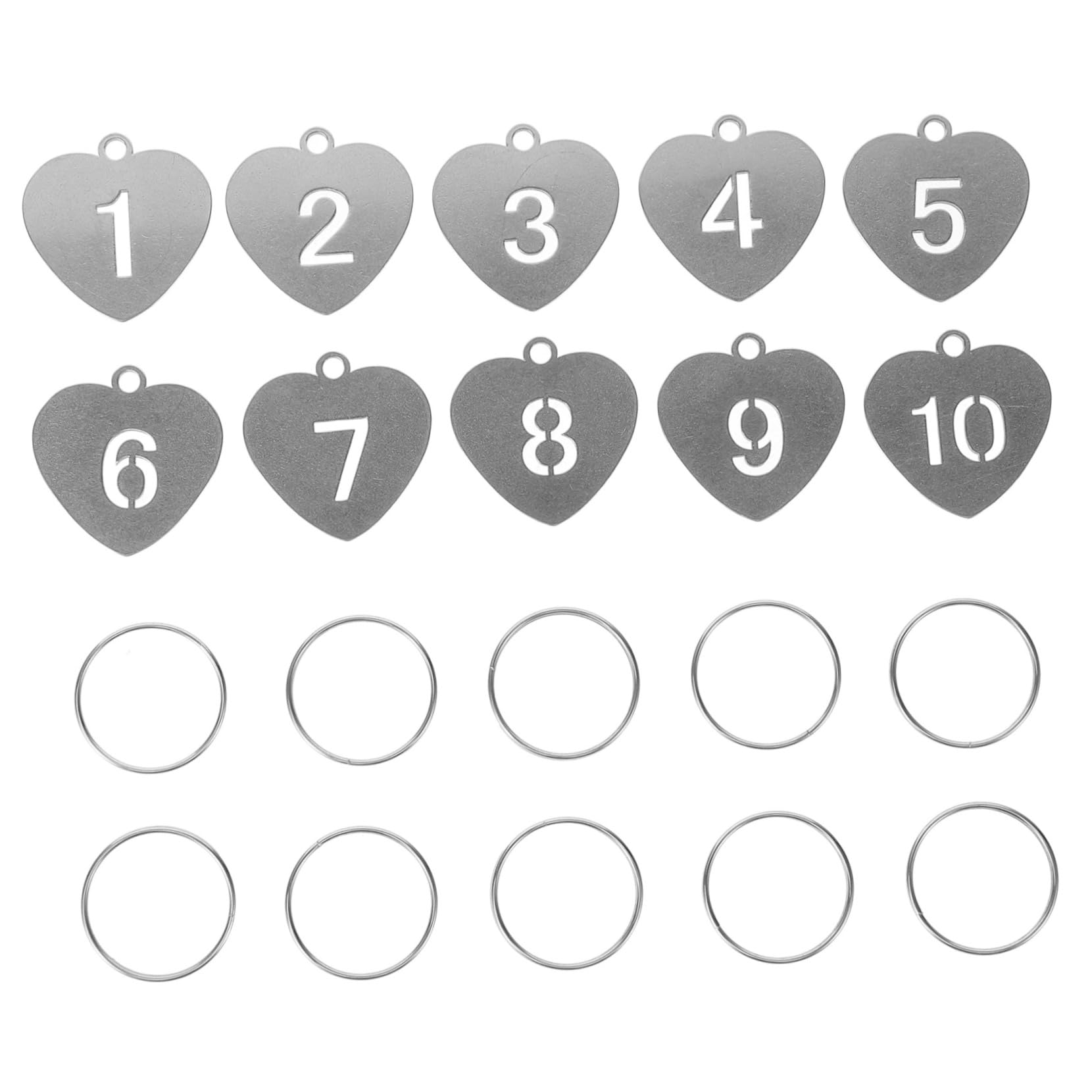 10pcs Heart-Shaped Titanium Steel Numbered Key Tags - Durable Hanging Labels for Keys, Lockers & Luggage - Perfect for Home, Office & Travel Organization (Yardenfun)