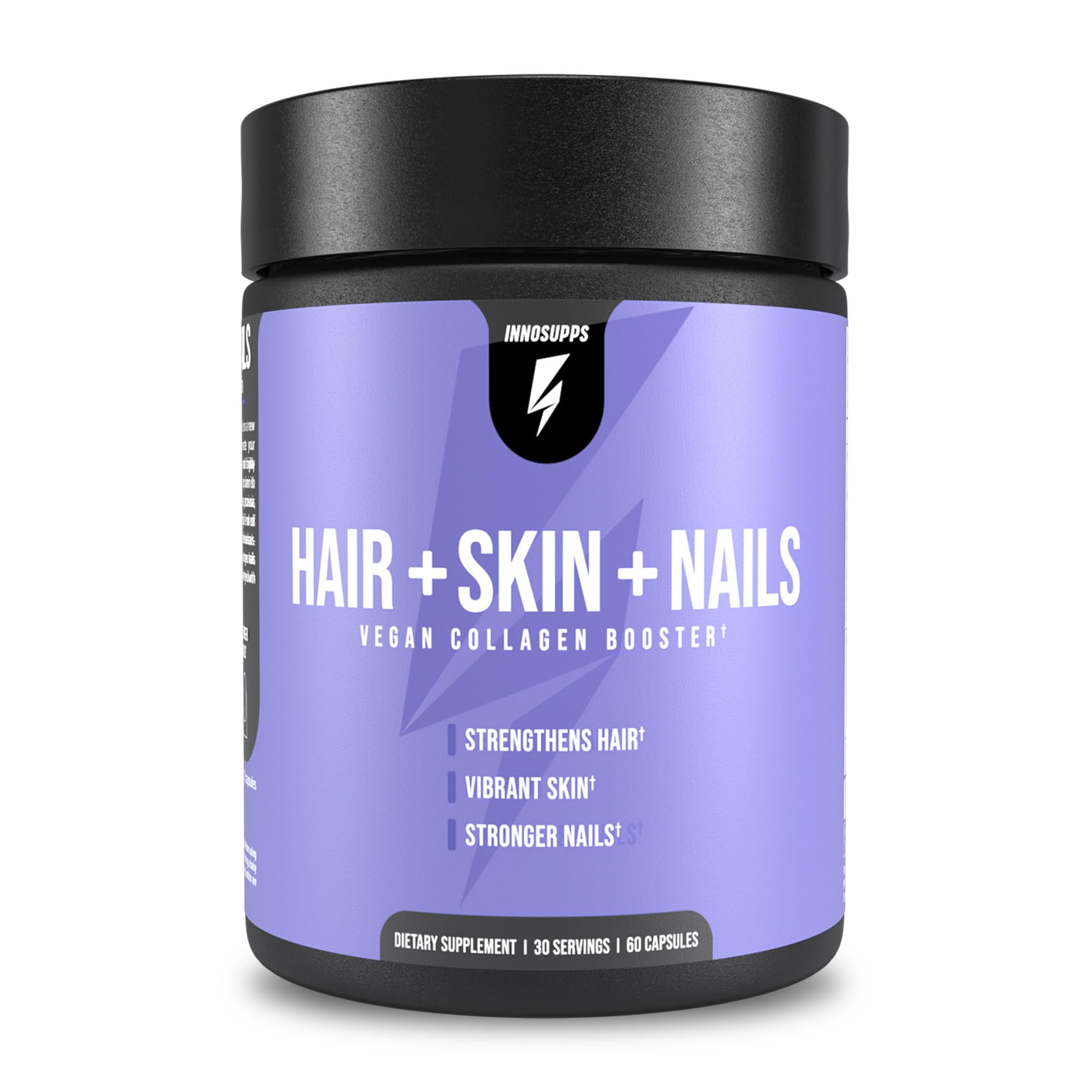 InnoSupps Vegan Collagen Booster Supplement for Hair, Skin & Nails - Biotin, B12 & Horsetail Herb Powder - Promotes Hair Growth, Skin Revitalization & Stronger Nails - 60 Capsules - Perfect for Daily Beauty & Wellness Routine