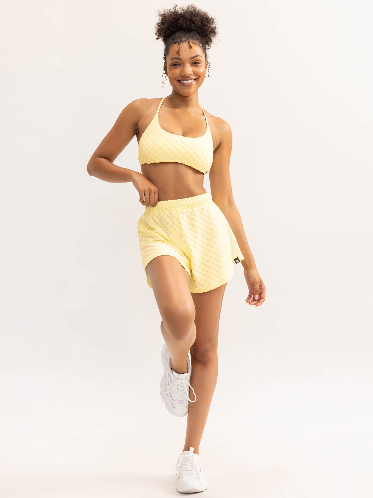 Terry Towelling Shorts for Women - Soft & Comfortable Cotton Shorts - Lemon Yellow - Perfect for Yoga, Lounge, and Summer Outfits