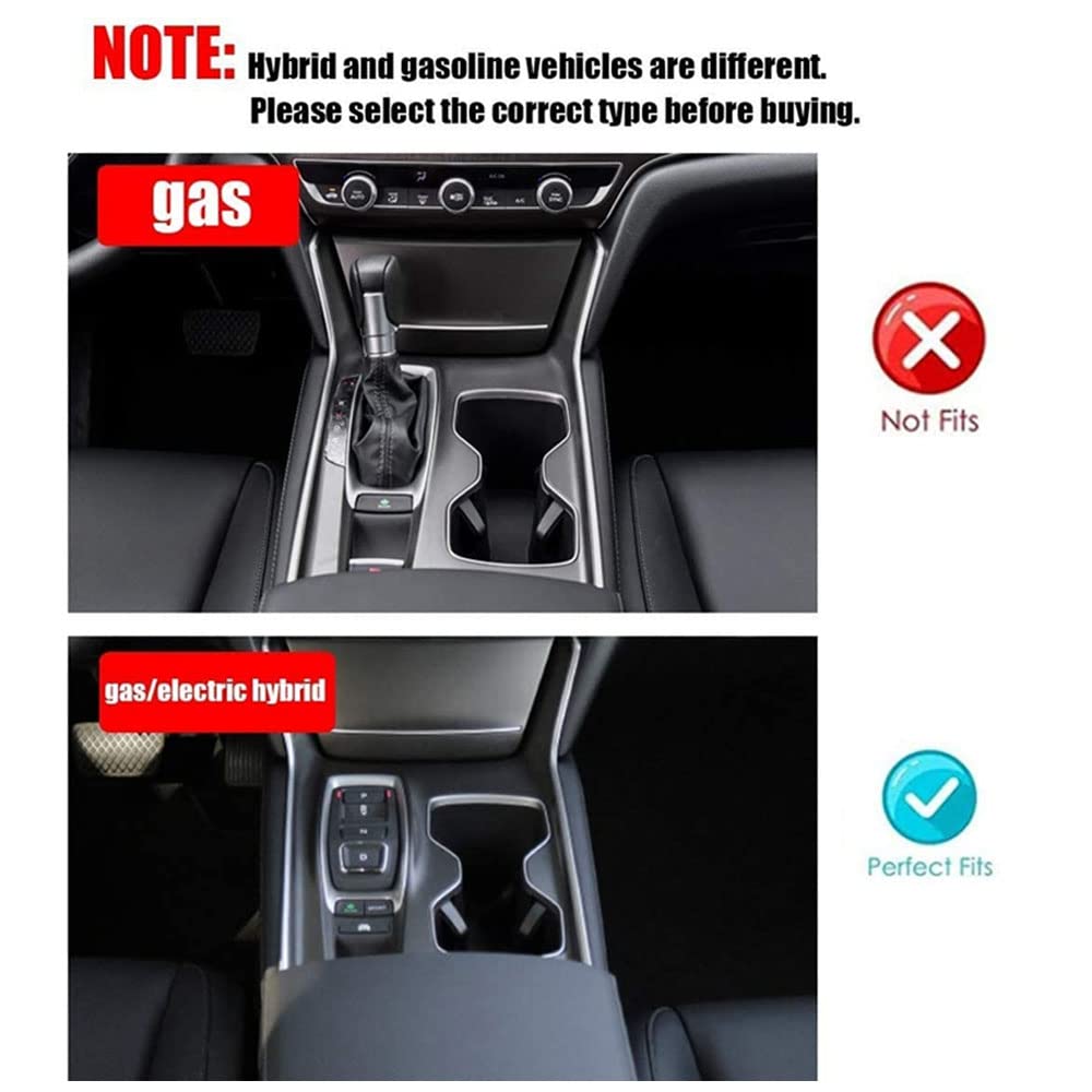 BOYUER ABS Carbon Fiber Center Console Trim for Honda Accord Hybrid 2018-2022 - 2-Piece Gear Shift Panel & Cup Holder Cover (Without Gear Lever) | Interior Upgrade for Enhanced Style & Protection