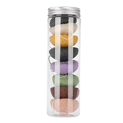 8pcs Konjac Sponge Set for Face & Body - Natural Round Cleansing Sponges for Oily & Acne Prone Skin - Gentle Exfoliation & Deep Cleansing - Perfect for Daily Skincare & Makeup Removal