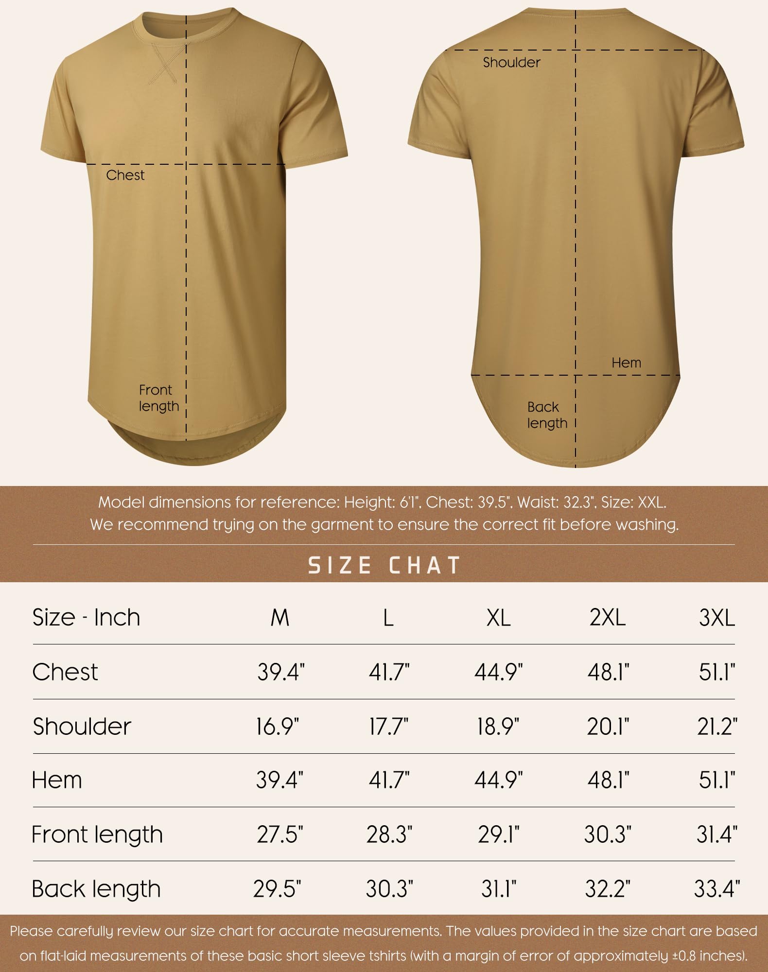 3 Pack Men's 100% Cotton Longline T-Shirts - Crewneck Basic Casual Tee Shirt with Long Drop Cut for Everyday Wear, Street Style & Layering