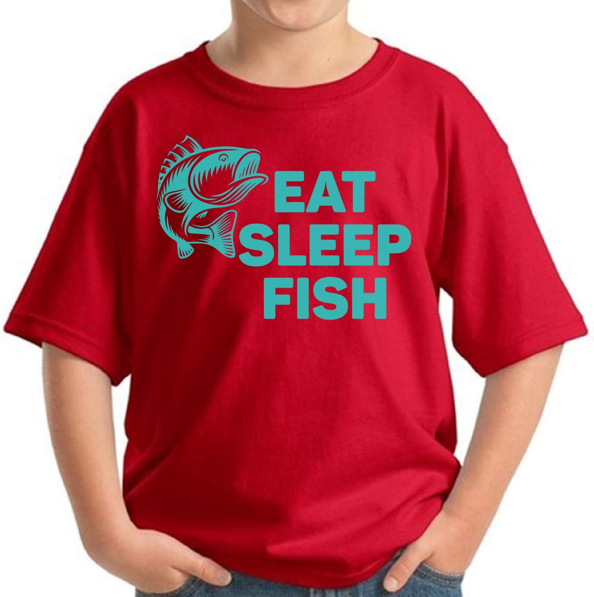 Eat Sleep Fish Kids T-Shirt - Funny Fishing Shirt for Boys & Fishing Lovers - Perfect Gift for Young Anglers - Ideal for Fishing Trips, Outdoor Adventures & Casual Wear