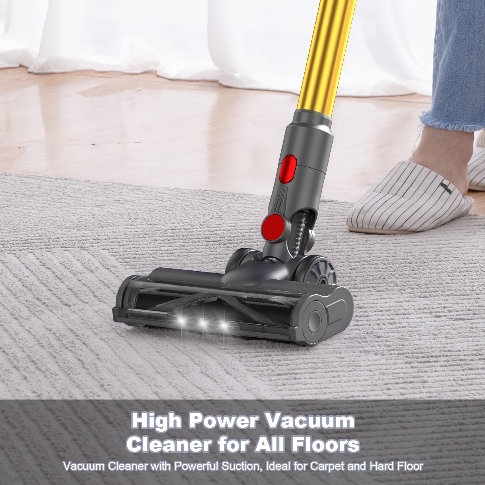 **Cordless Vacuum Cleaner - 50KPA 500W Stick Handheld Vacuum for Pet Hair, Hardwood Floors & Home Cleaning | Rechargeable, Lightweight & Powerful (C11 Gold) - Perfect for Quick Cleanups, Pet Owners & Small Spaces**